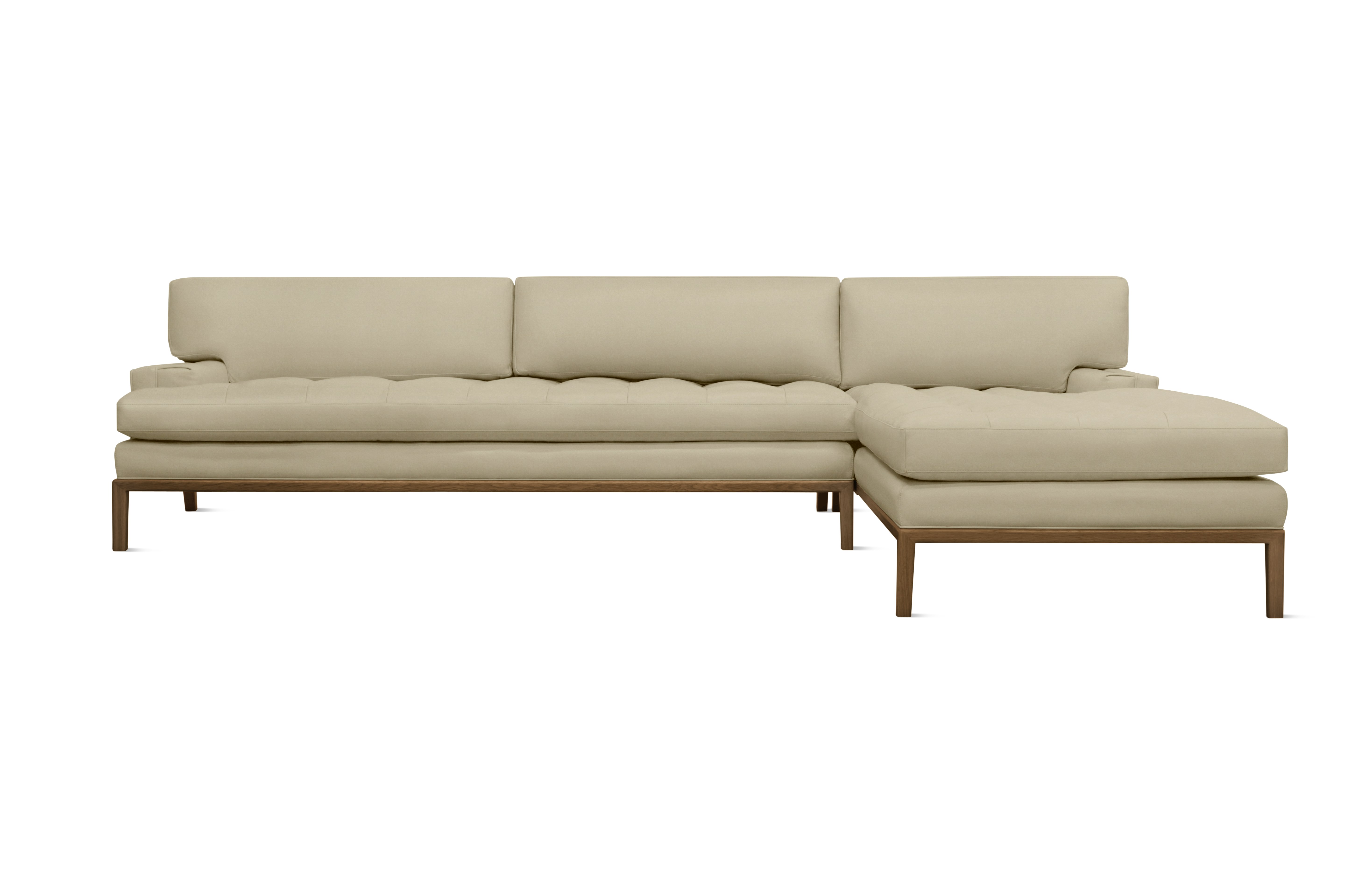 Forster Sectional with Chaise - Right,  Marquis Velvet,  Linen,  Walnut
