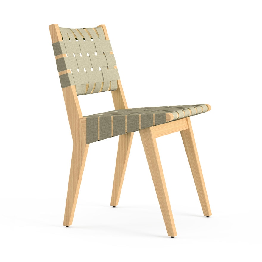 Risom Side Chair - Antique Beige Sunbrella, Clear Maple