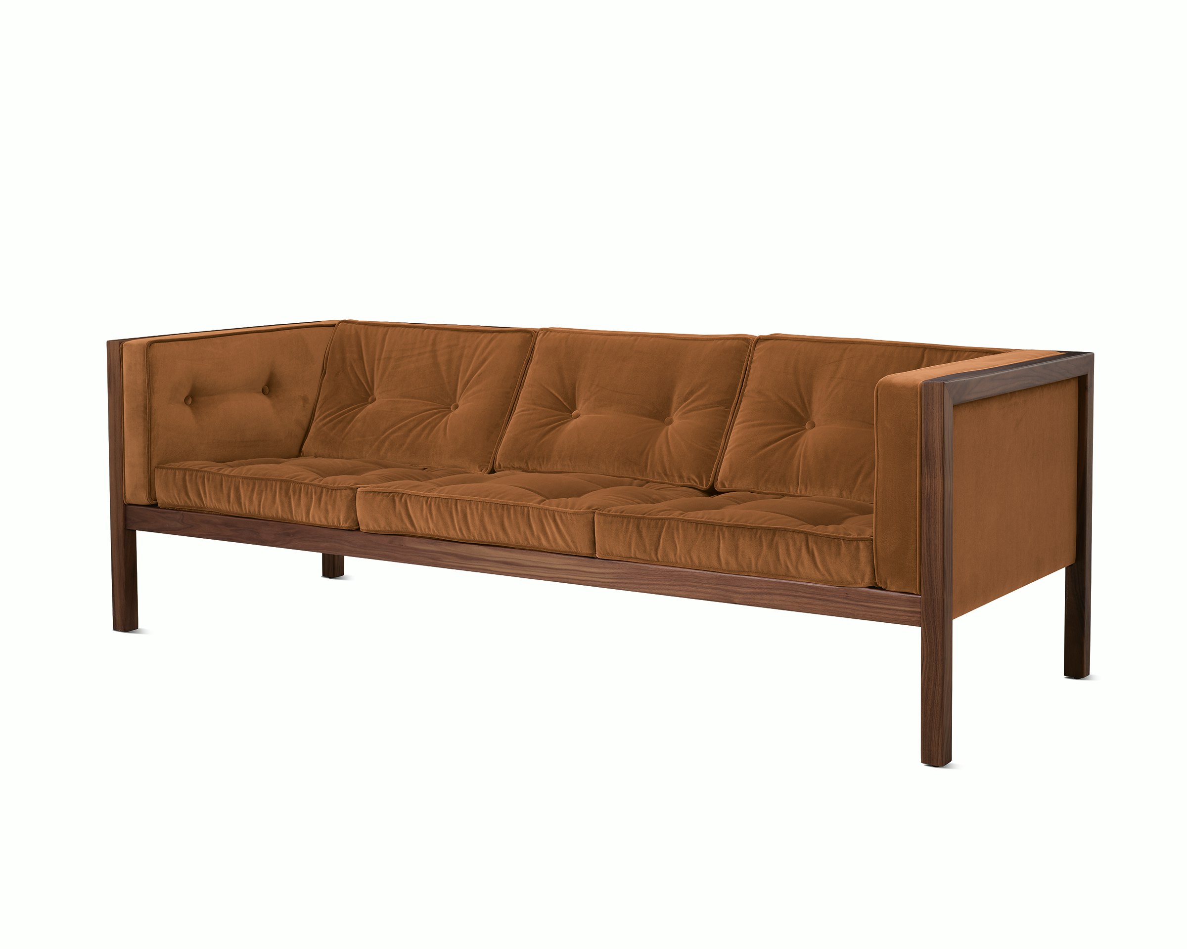 Nelson Cube Sofa in velvet and walnut