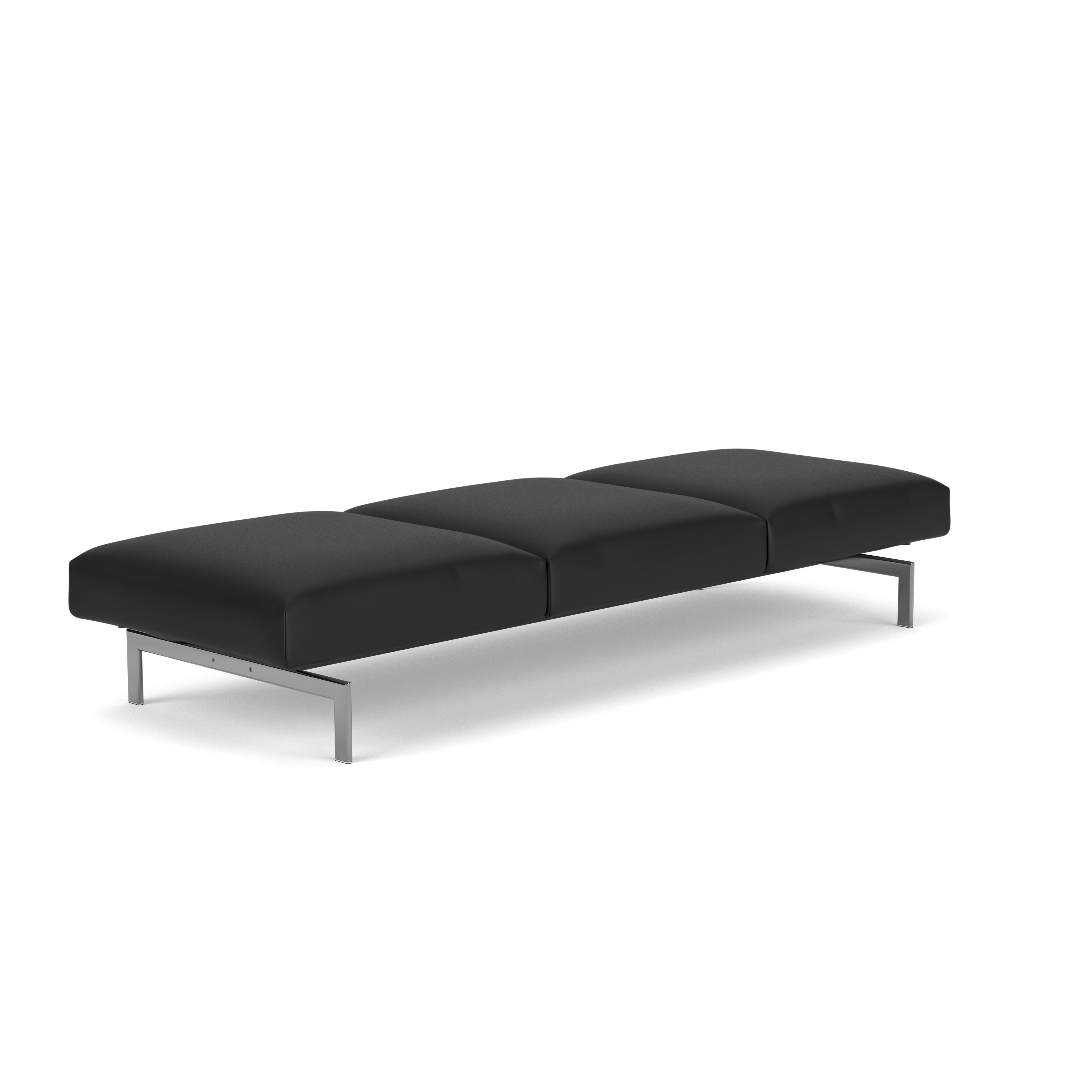 Avio Bench - Three Seater, Volo Leather, Black, Polished Chrome