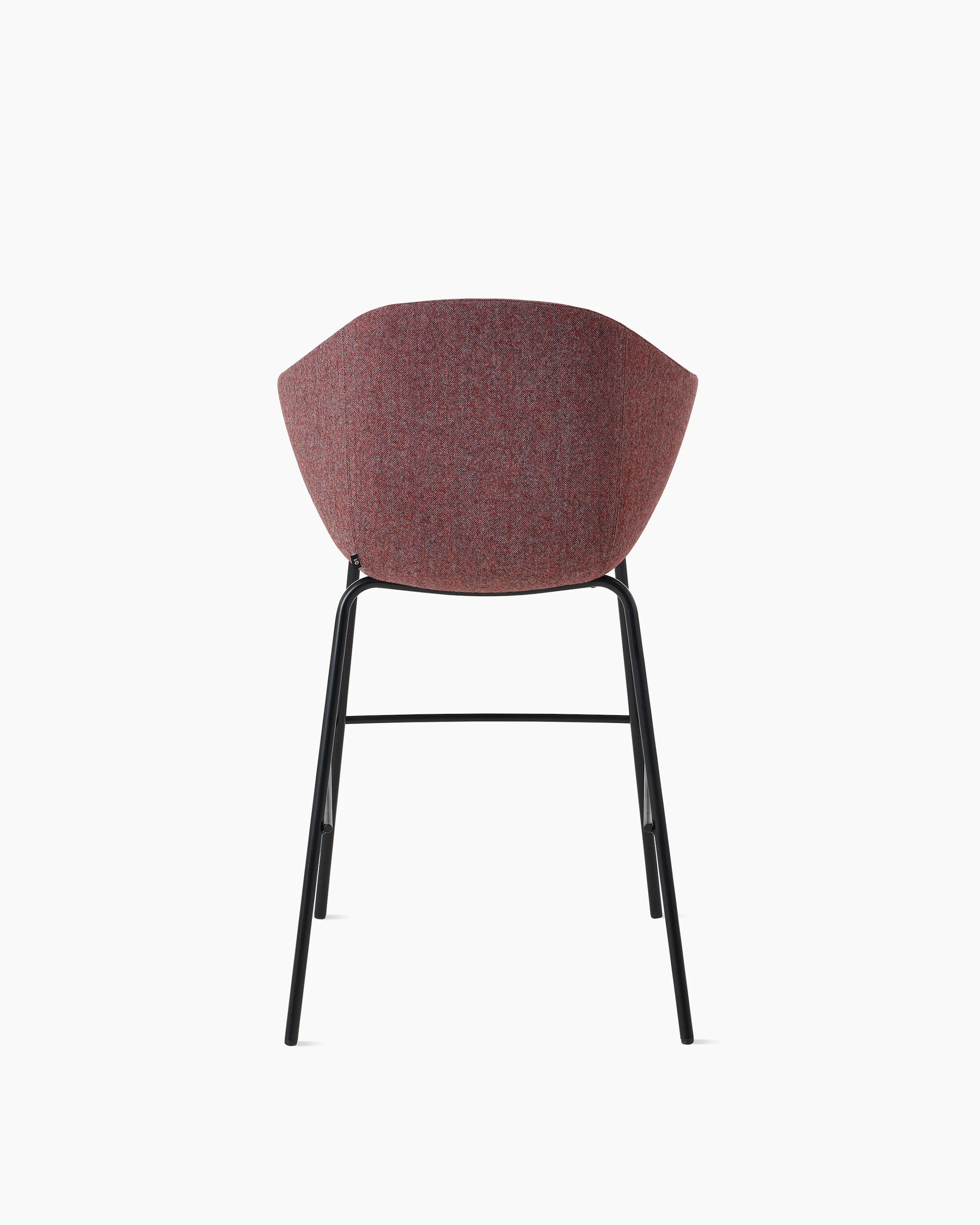 White background shot of Always stool with burgundy fabric and black four leg base.