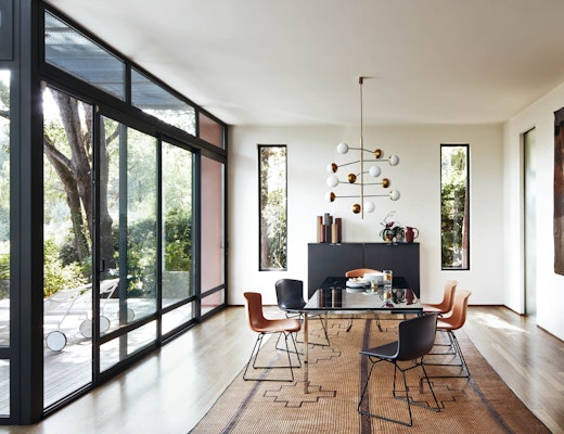Bertoia Leather Covered Side Chair & Florence Knoll Dining Table bertoia leather covered side chair florence knoll dining table florence knoll vertical storage