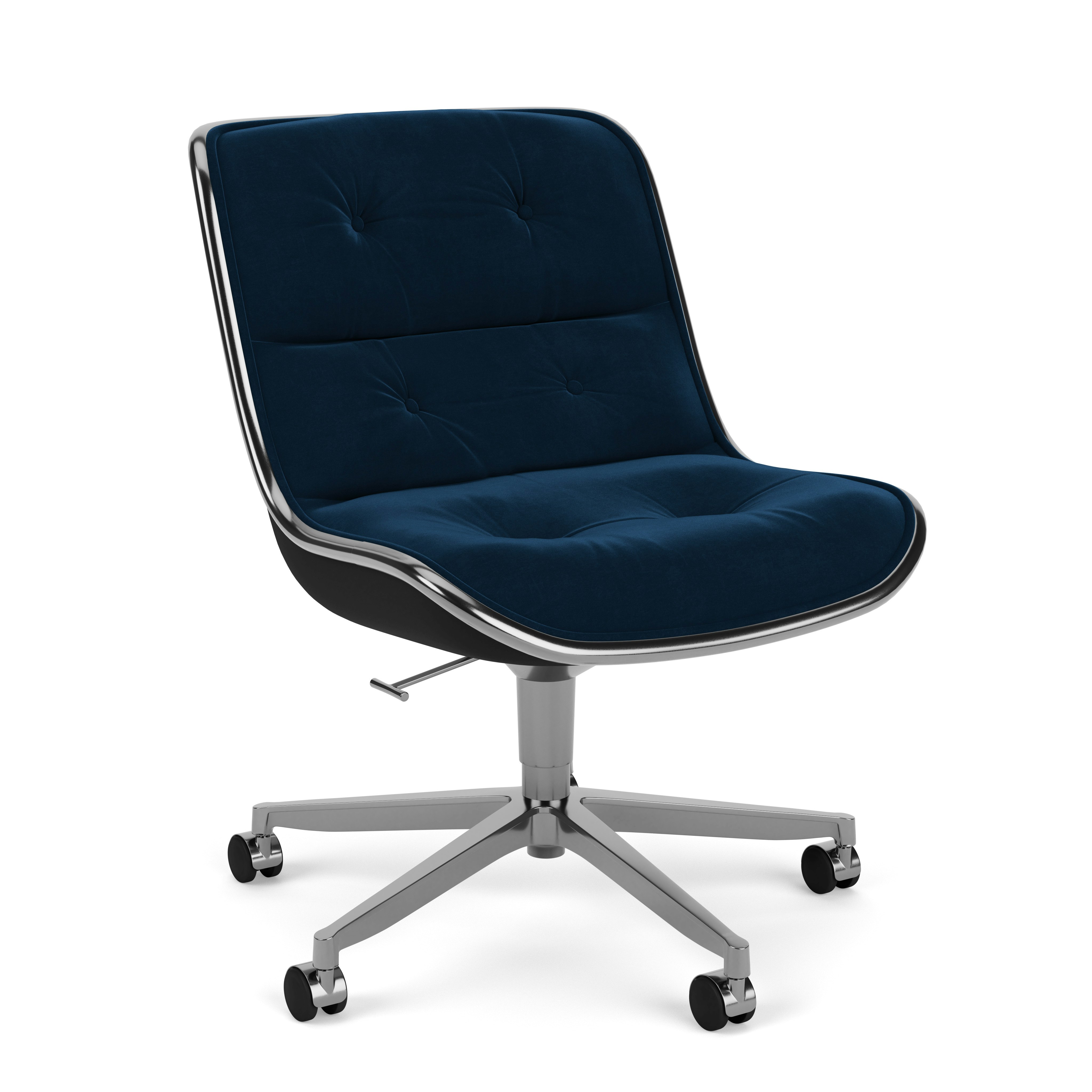 Pollock Executive Side Chair - 5 Star,  Polished Aluminum, Knoll Velvet,  Aviator