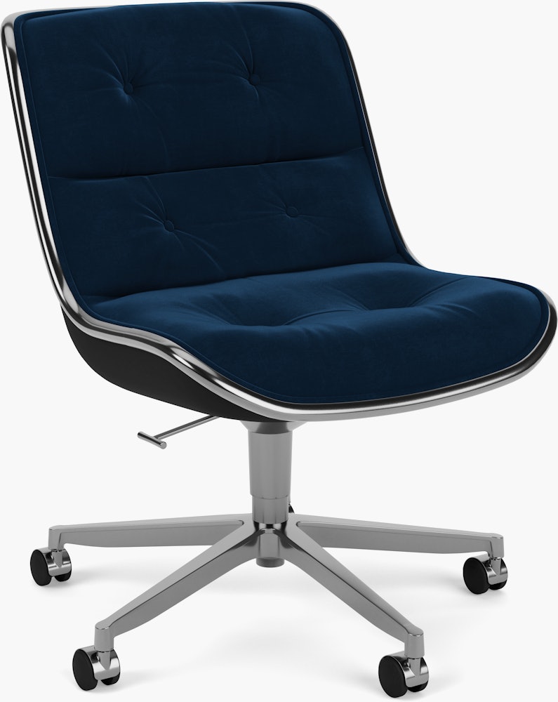 Pollock Executive Side Chair - 5 Star,  Polished Aluminum, Knoll Velvet,  Aviator