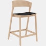 Cover Stool - Counter Height,  Oak,  Refine Leather,  Black