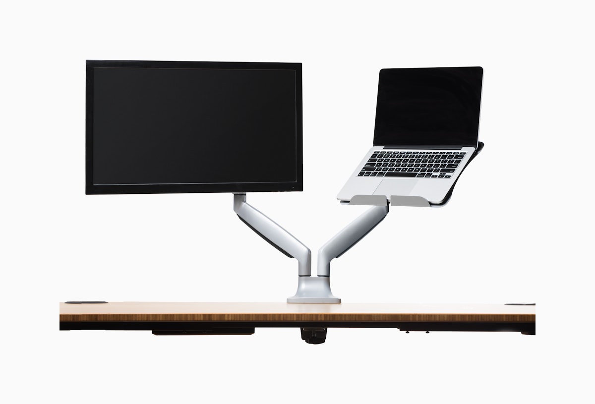 Jarvis Dual Monitor Arm, with Laptop Tray