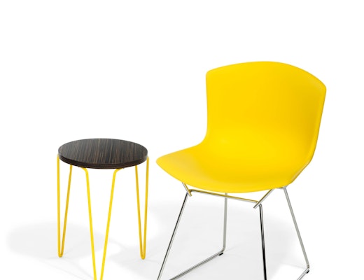 Bertoia Molded Shell Side Chair with Florence Knoll Hairpin Stacking Side Table Bertoia Molded Shell Side Chair Florence Knoll Hairpin Stacking Table Side Table Zebra Woodgrain Laminate