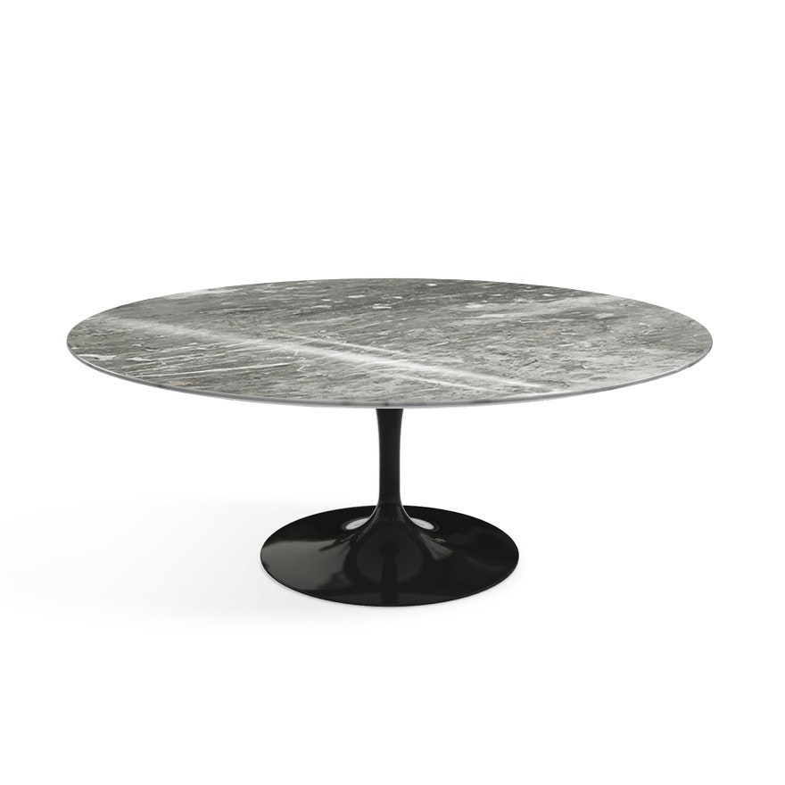 Saarinen Coffee Table - 42",  Oval,  Polished Coated Marble,  Grey,  Black"