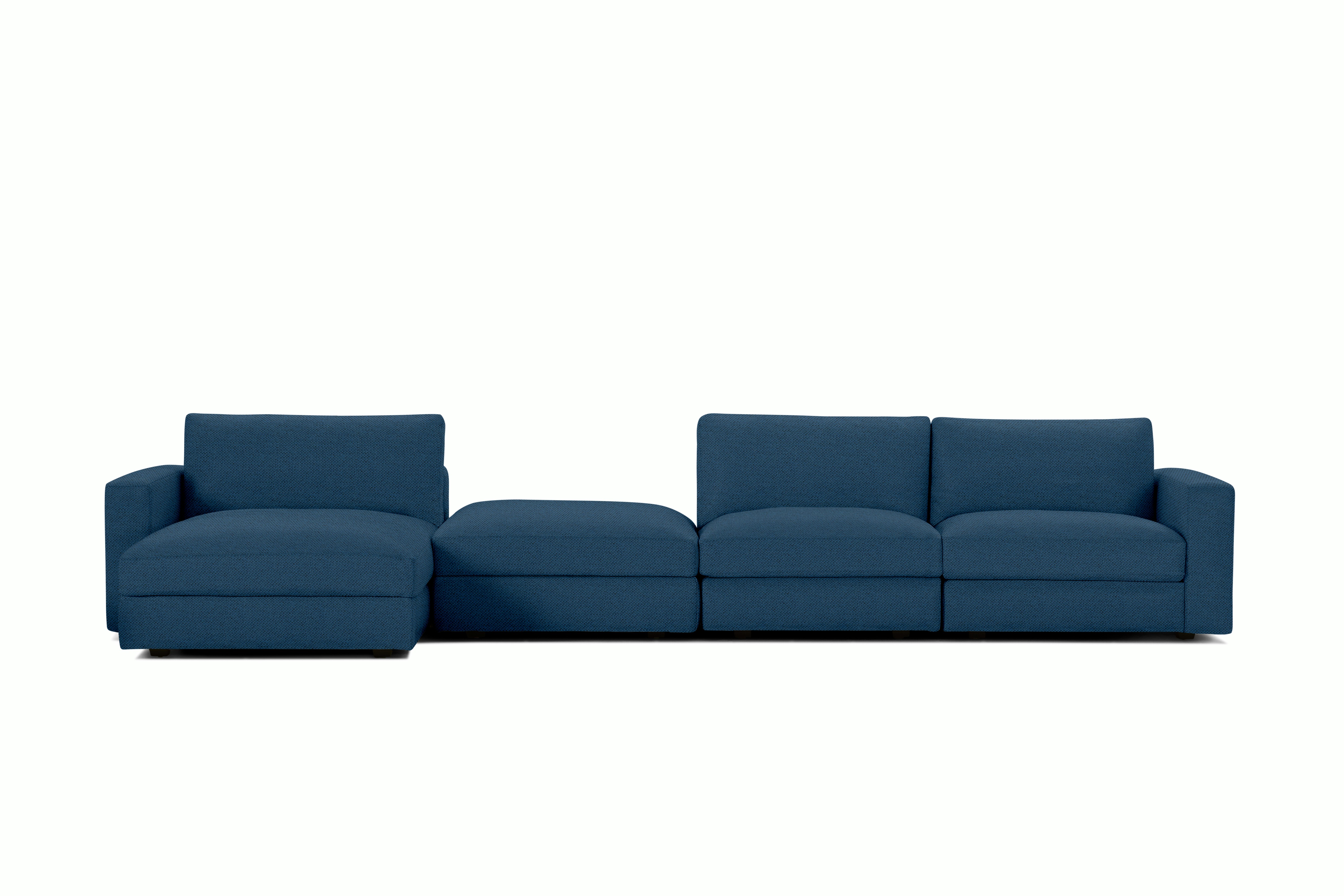 Reid Sectional - Sectional With Ottoman,  Left,  Mode,  Denim,  1" Block"