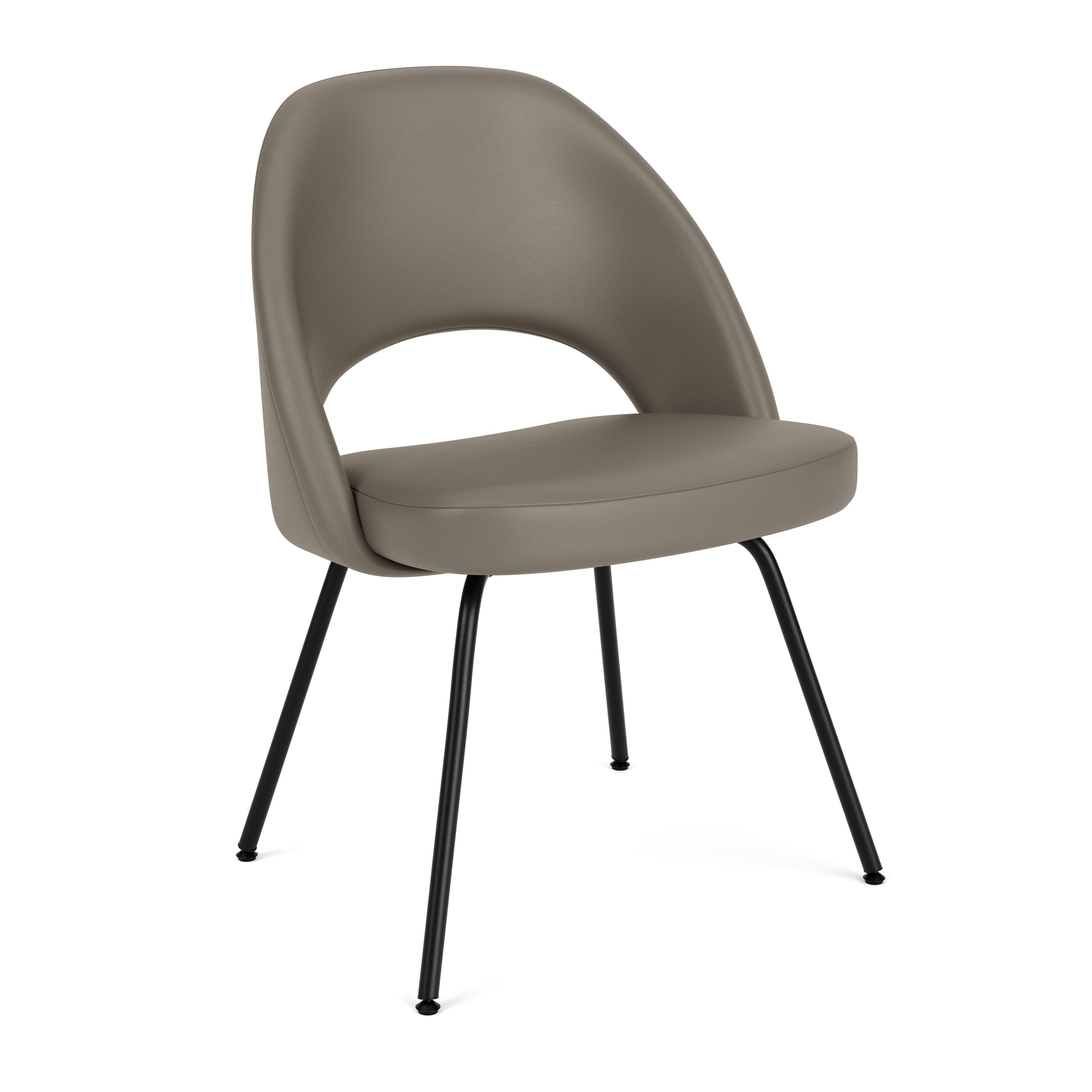 Saarinen Executive Side Chair - Acqua Leather, Aquitania, Black