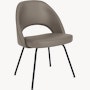 Saarinen Executive Side Chair - Acqua Leather, Aquitania, Black