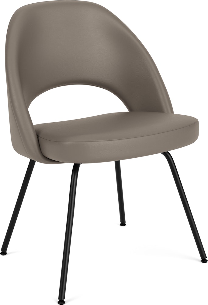 Saarinen Executive Side Chair - Acqua Leather, Aquitania, Black