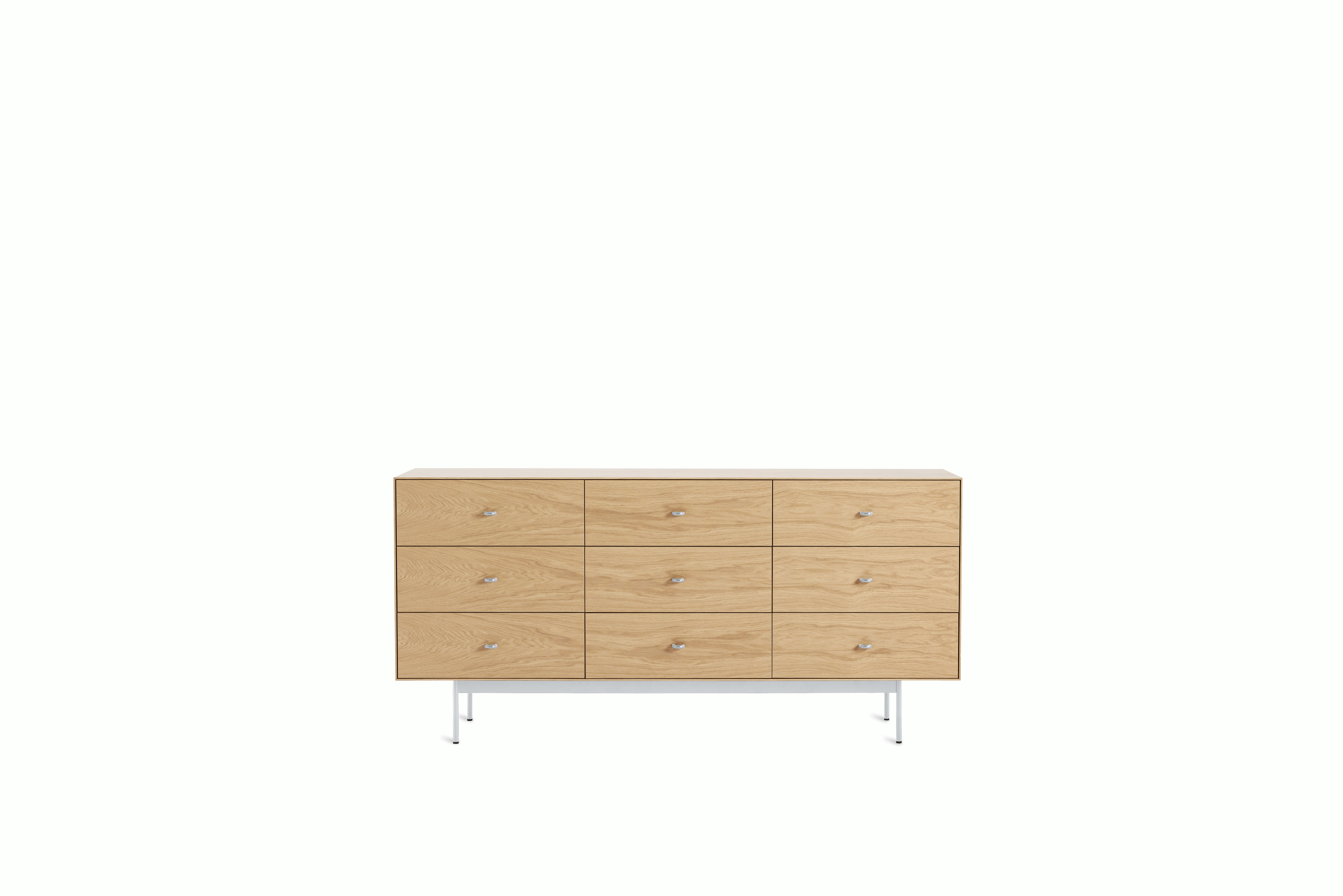 Loop Nine Drawer Dresser - Oak,  Chrome
