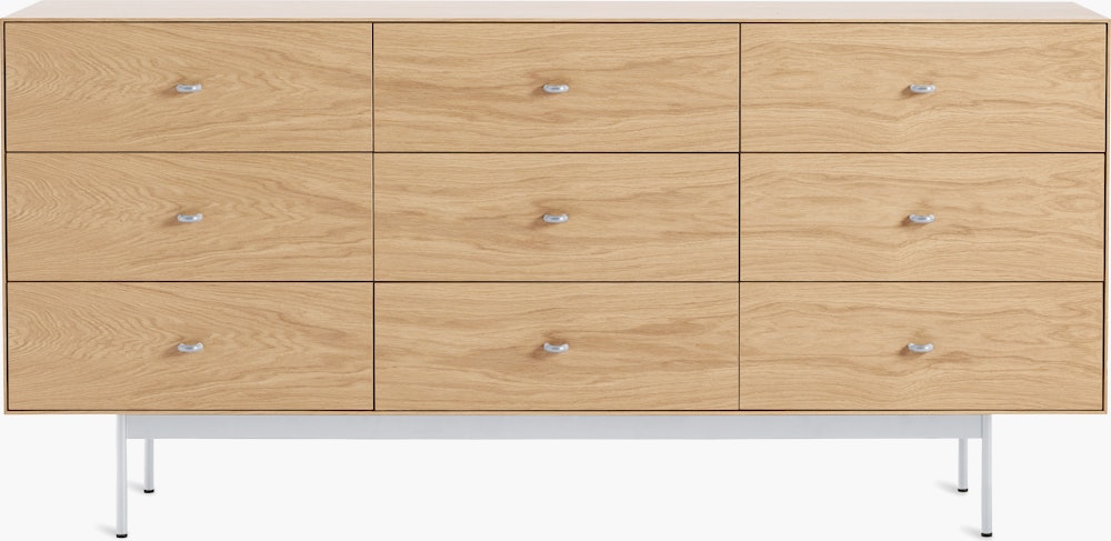 Loop Nine Drawer Dresser - Oak,  Chrome
