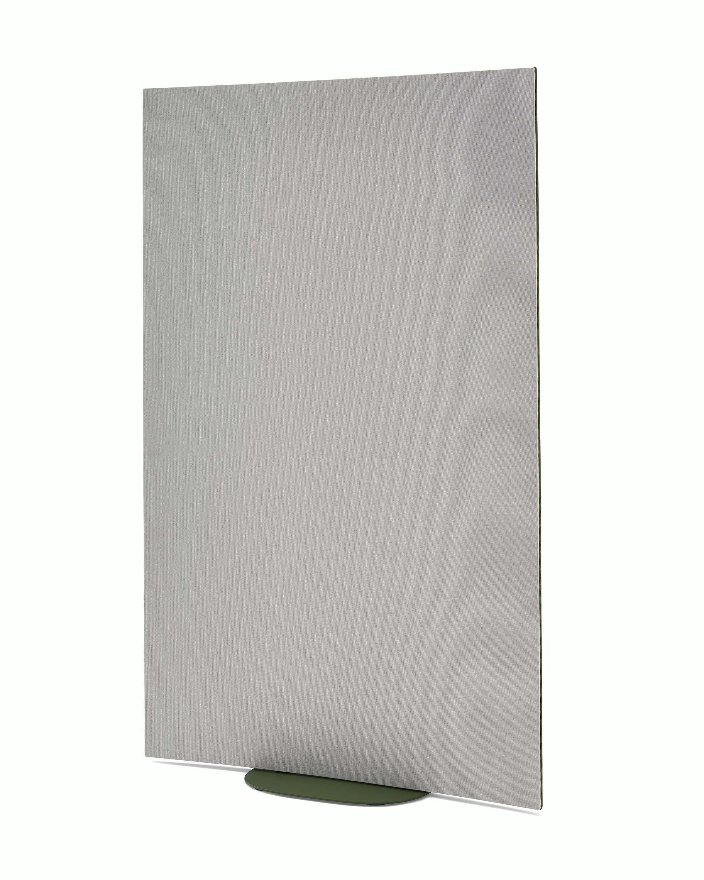 Grey OE1 Curved Screen with a green base, viewed from an angle.