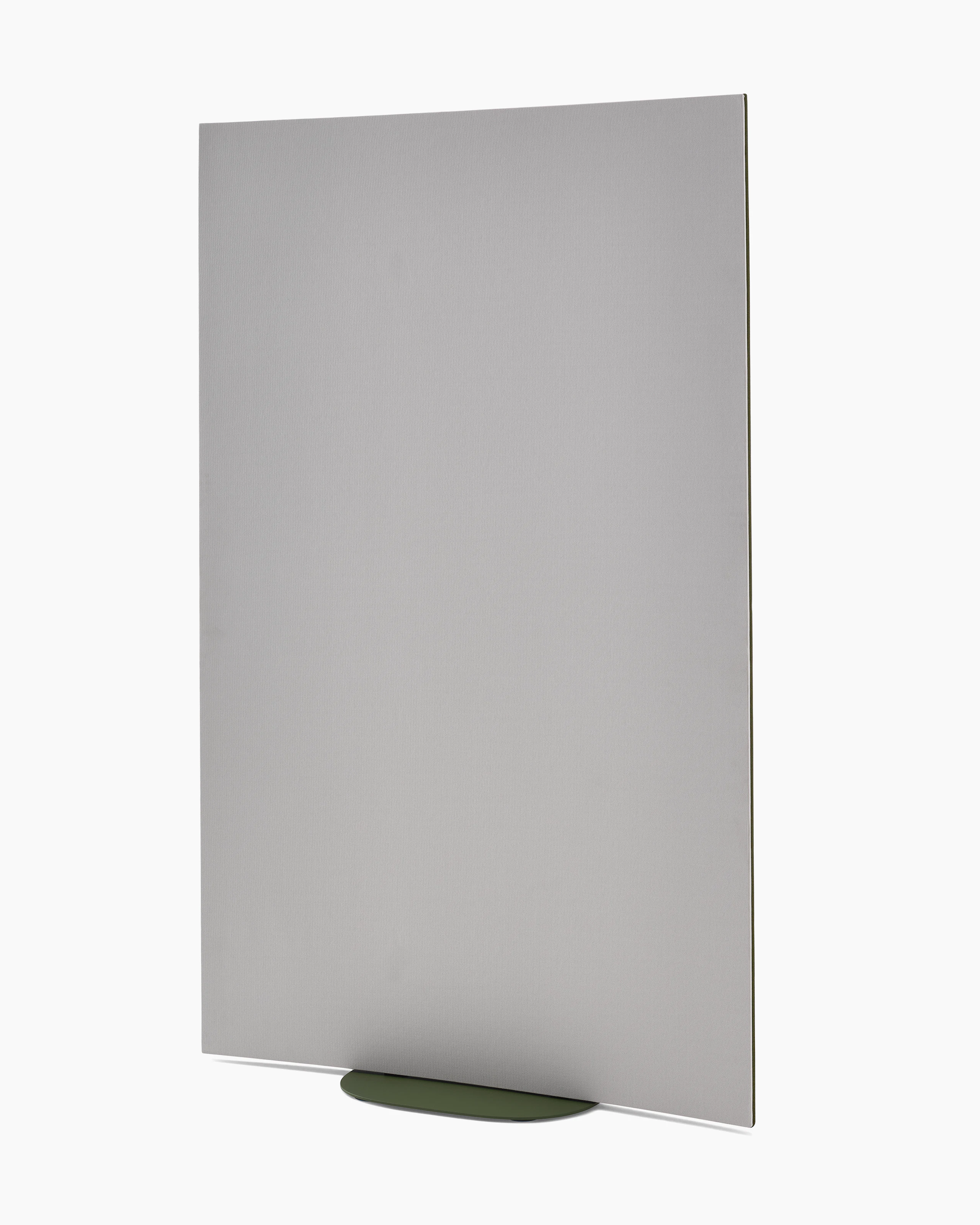 Grey OE1 Curved Screen with a green base, viewed from an angle.