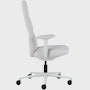 Side view of a high-back Asari chair by Herman Miller in light grey with height adjustable arms.