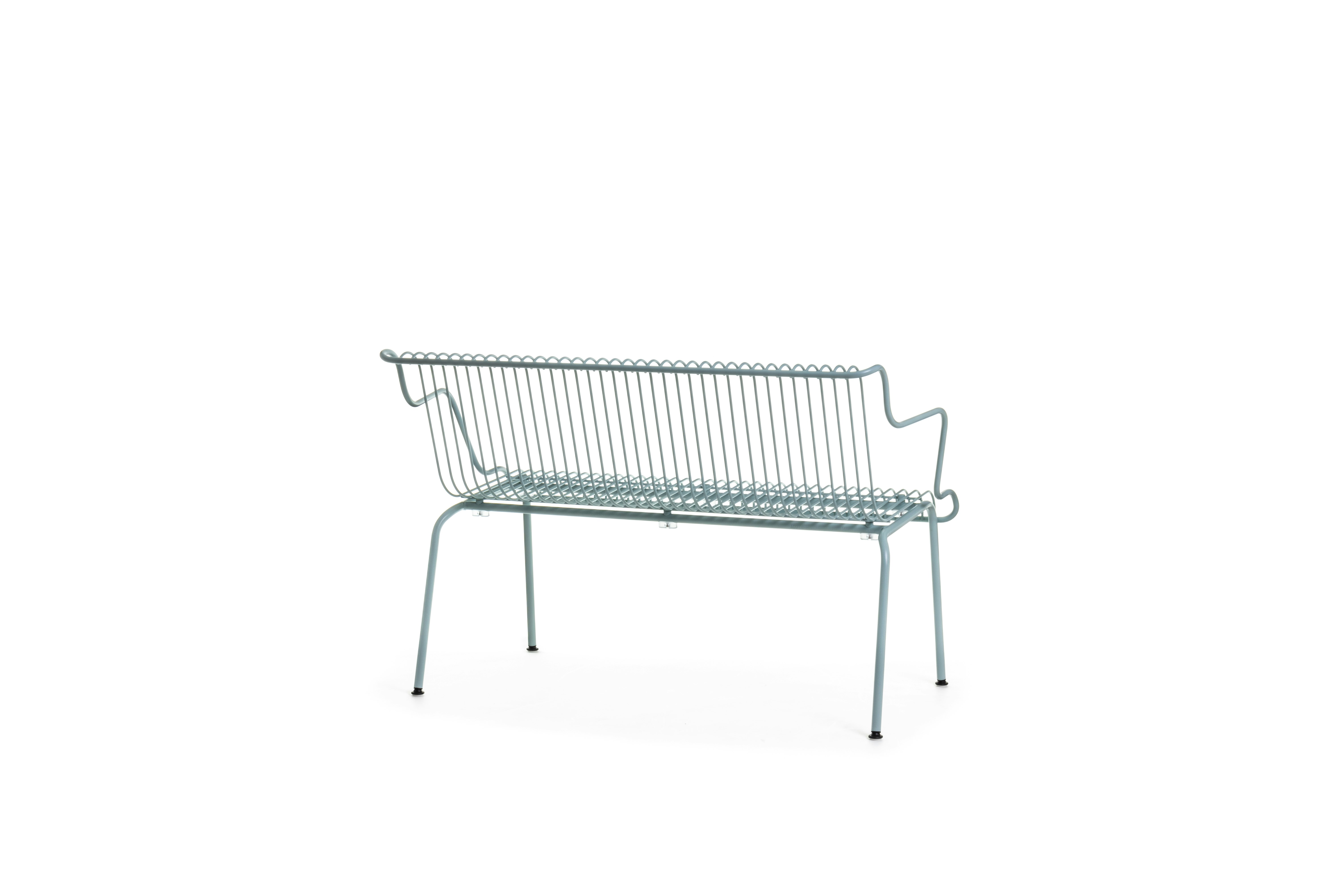 South Outdoor Dining Bench with Arms - Light Blue