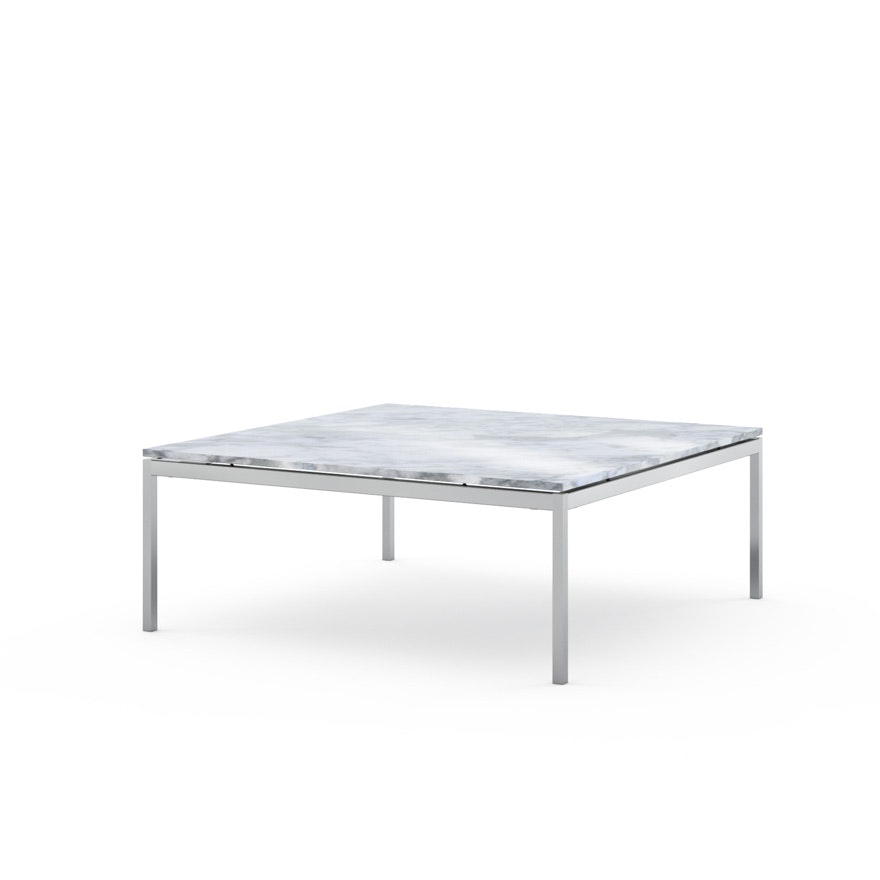 Florence Knoll Square Coffee Table - Low, 35 x 35, Polished Carrara, Polished Chrome