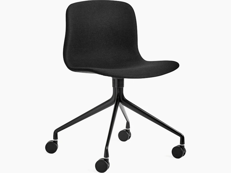 A front angle view of the About A Chair 15 in black.