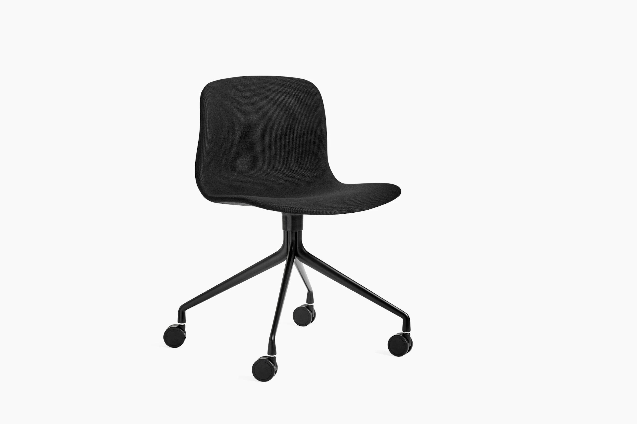 A front angle view of the About A Chair 15 in black.