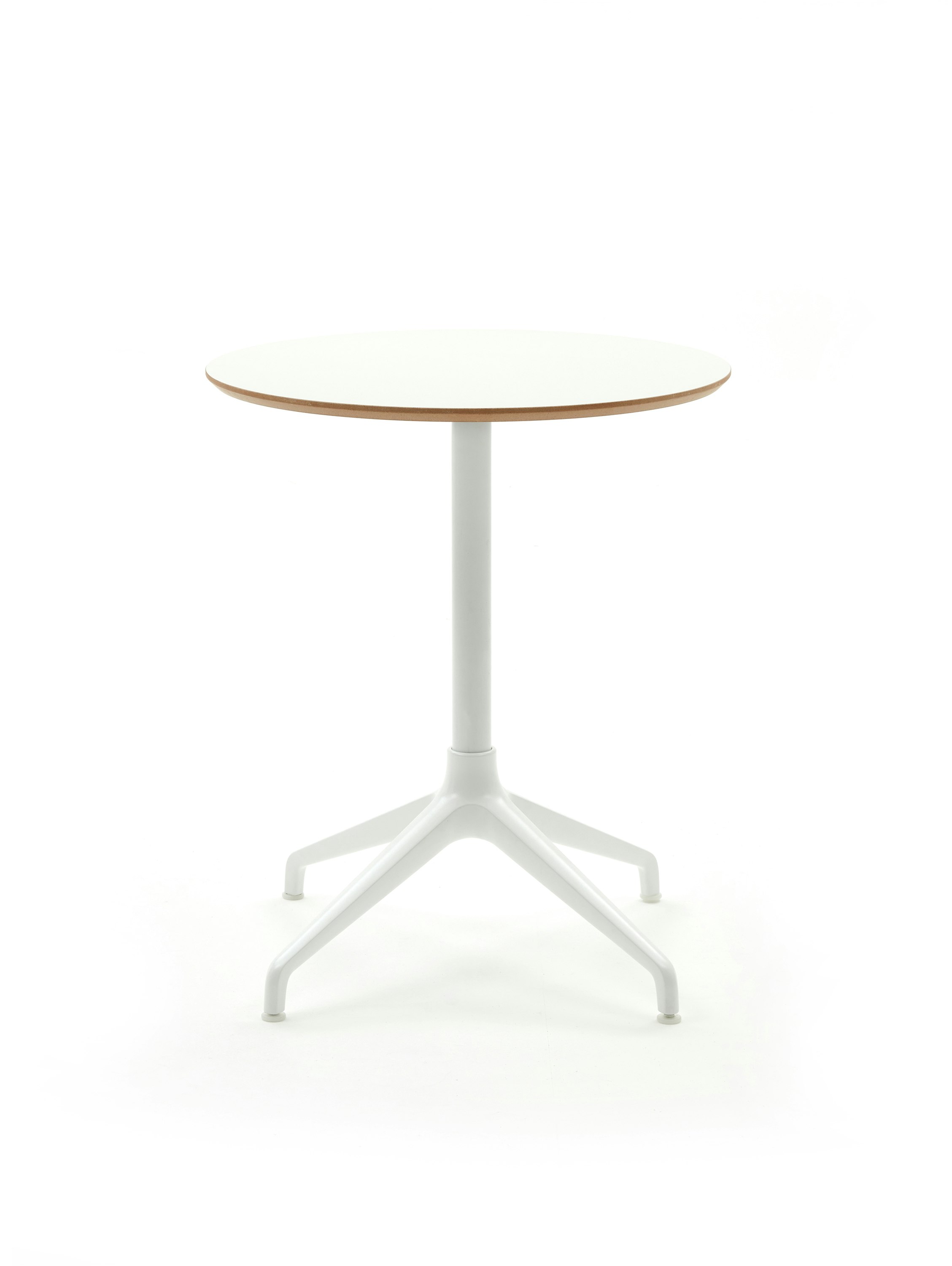 Ali Dining Table with white 4 star base and white mfmdf circular table top.