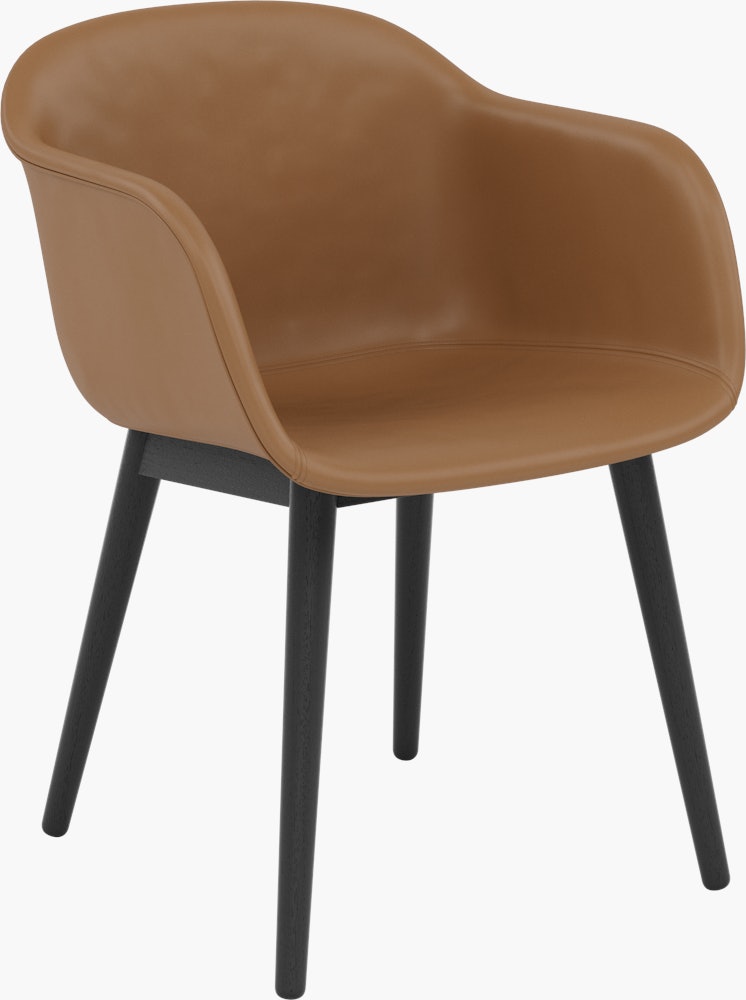 Fiber Dining Chair - Side Chair,  Refine Leather,  Cognac,  Oak
