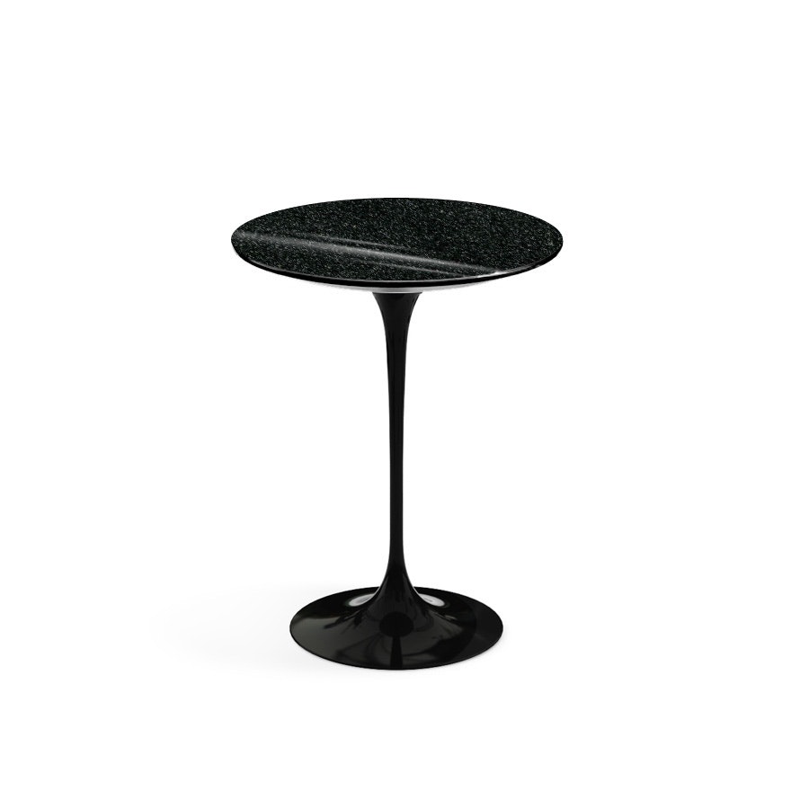 Saarinen Side Table - 16",  Round,  Granite,  Black Andes,  Black"
