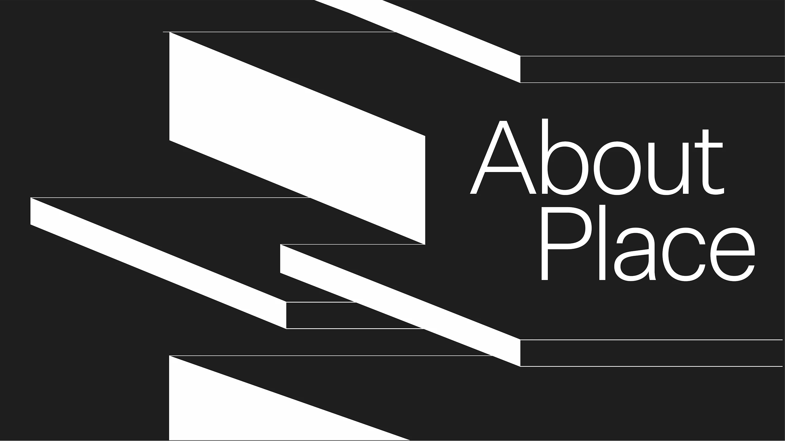 Una ilustración en blanco y negro con el mensaje "About Place" a la derecha.