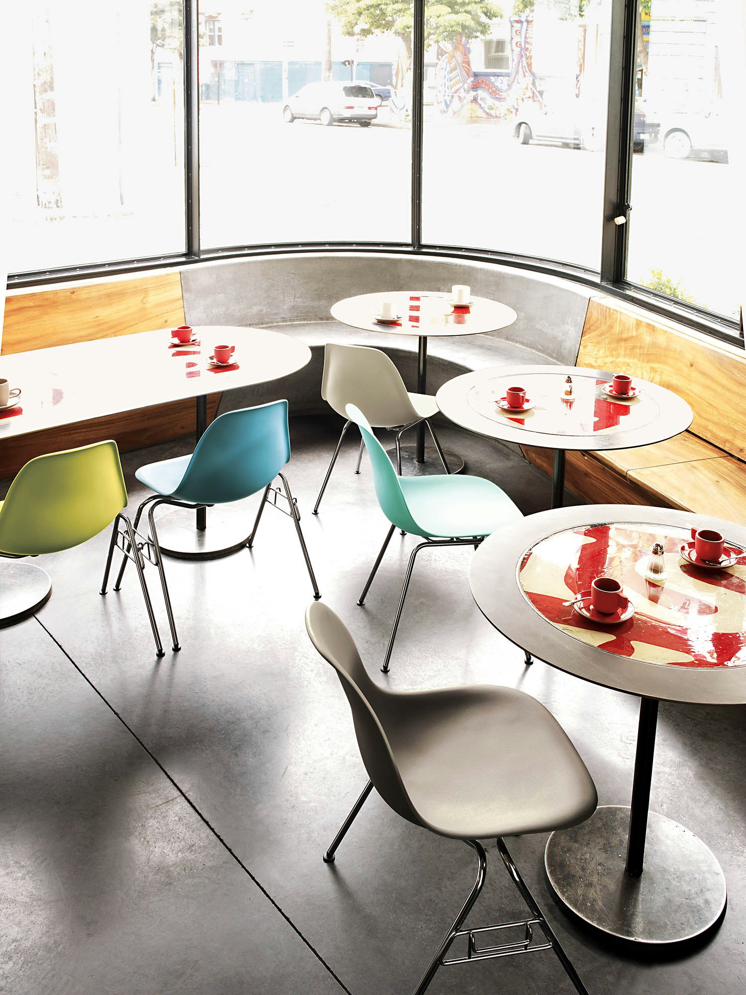 Eames Molded Plastic Side Chair, Stacking Base 