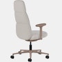 Rear angle view of a high-back Asari chair by Herman Miller in light brown with height adjustable arms.