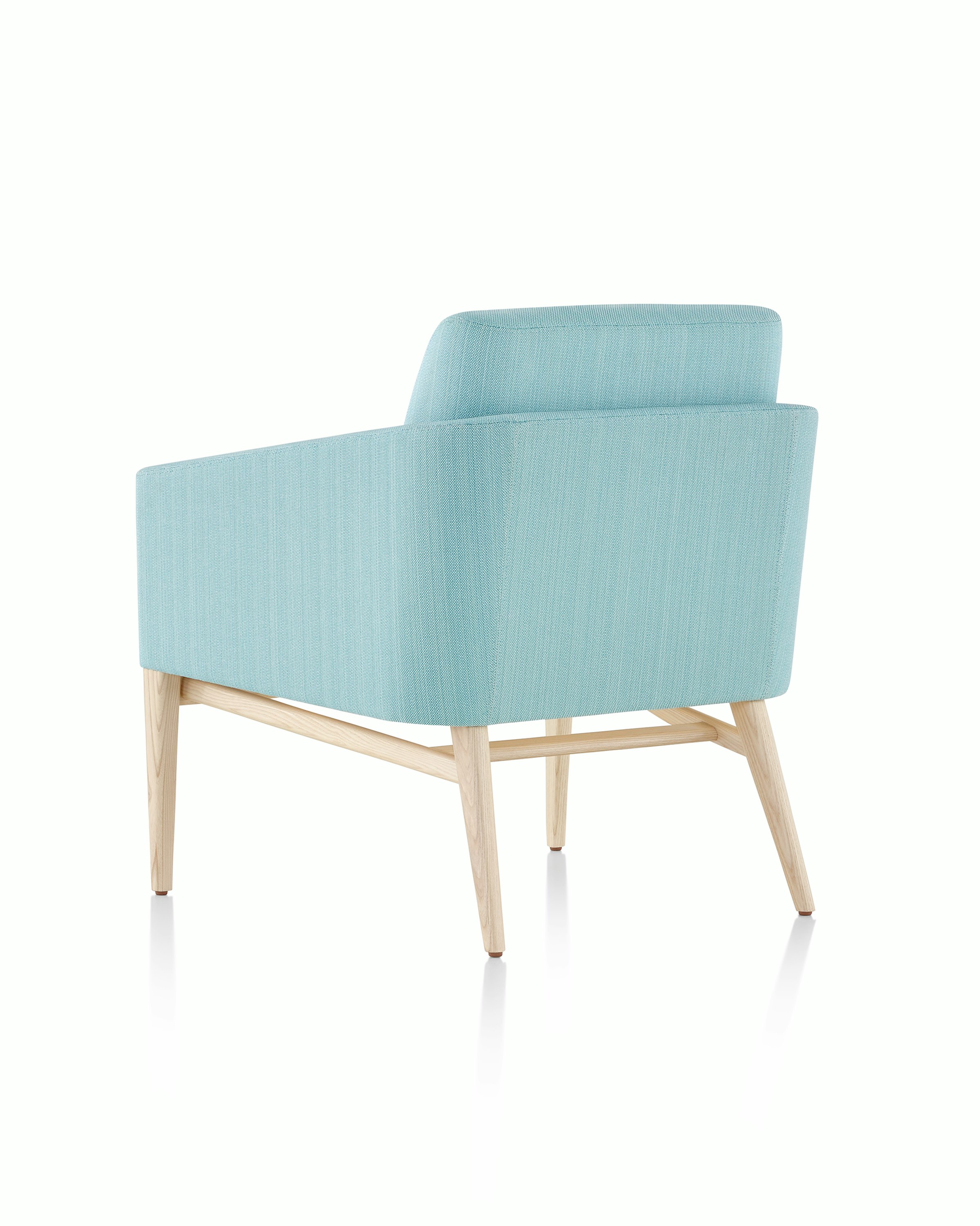 Back three-quarter view of Palisade Lounge Seating 1 seat chair on white sweep.