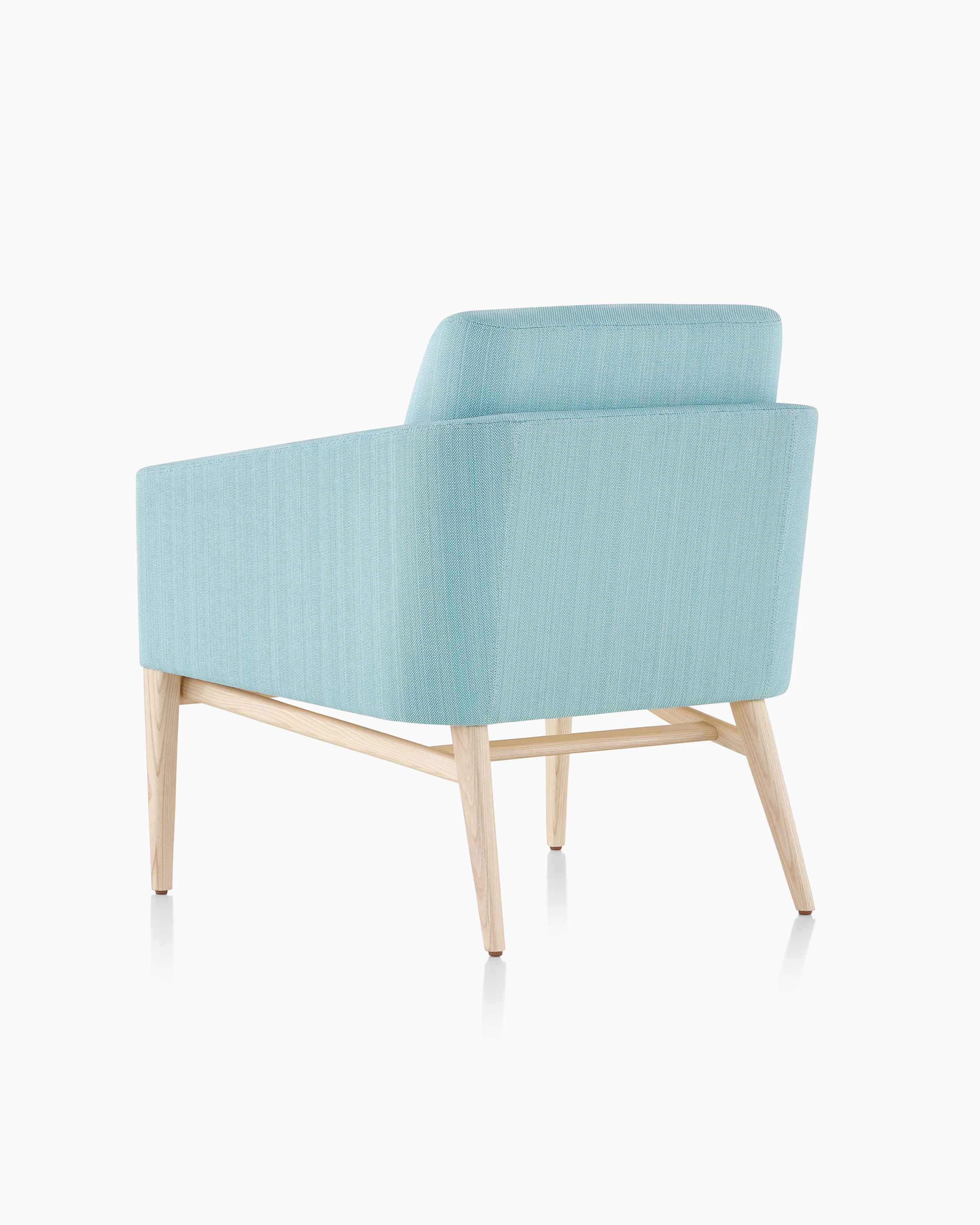 Back three-quarter view of Palisade Lounge Seating 1 seat chair on white sweep.