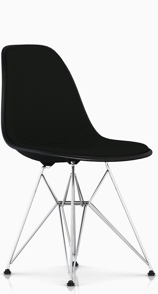 Eames Upholstered Molded Plastic Side Chair DSR - Wire Leg