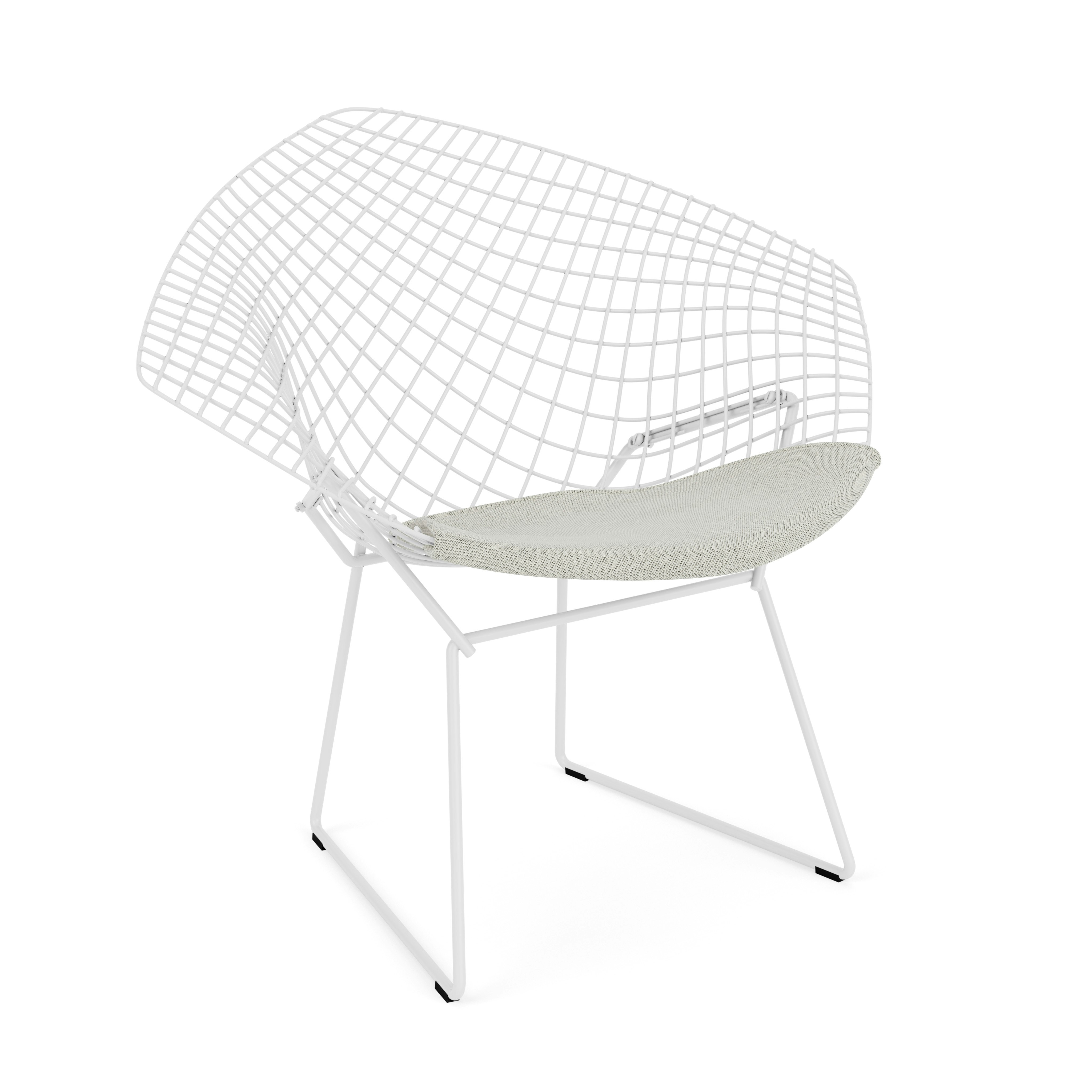 Bertoia Diamond Chair, White, Seat Pad, Crossroad, Gravel