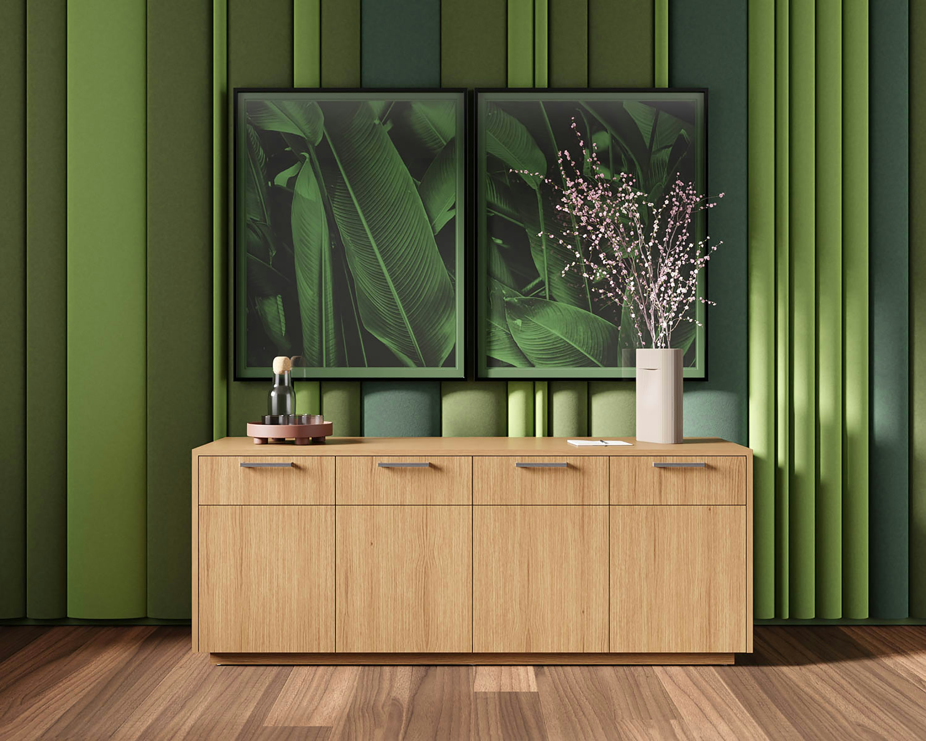JD Credenza against a green background, front view.