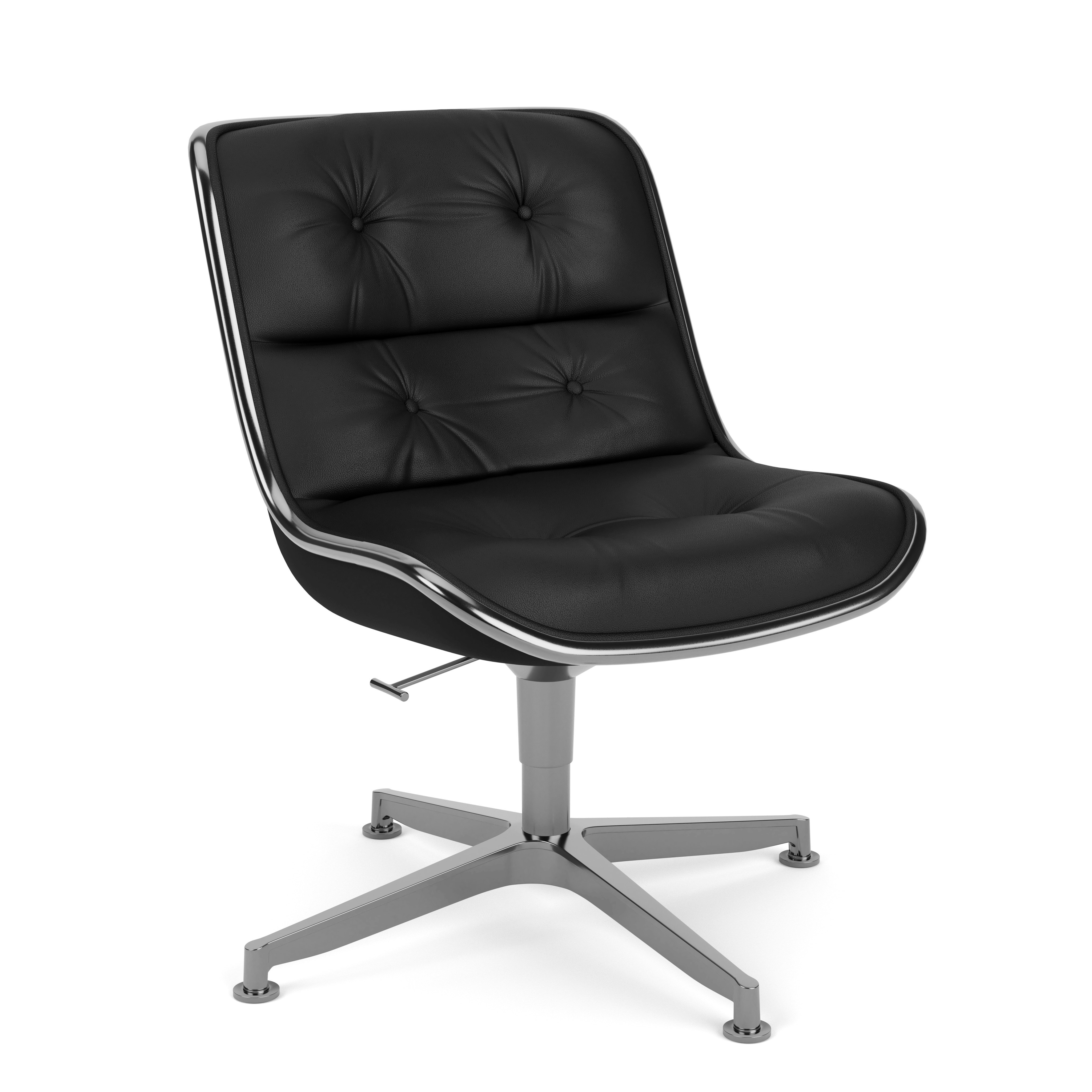 Pollock Executive Side Chair - 4 Star, Polished Aluminum, Volo Leather, Black