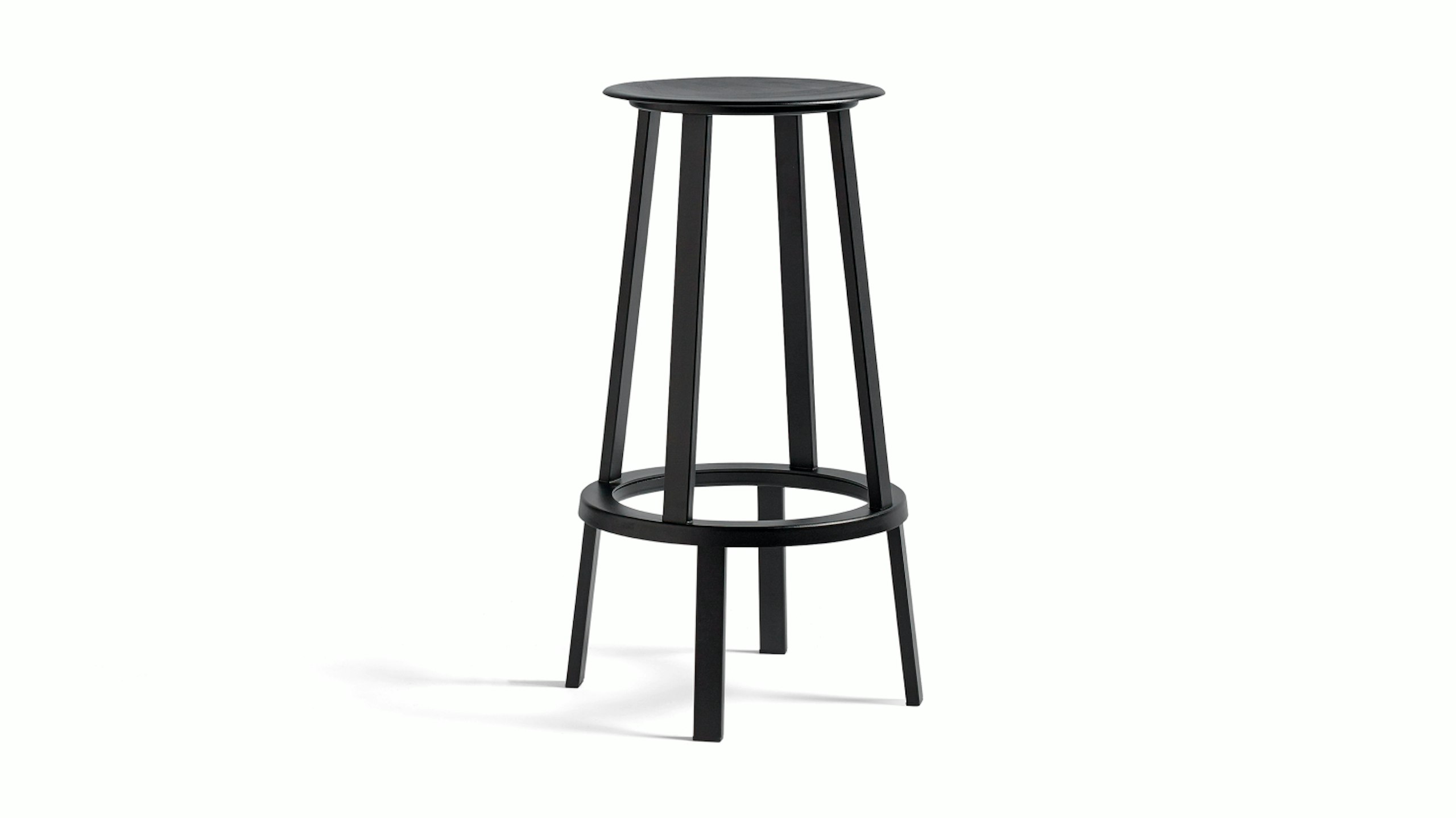 A black Revolver Stool by HAY