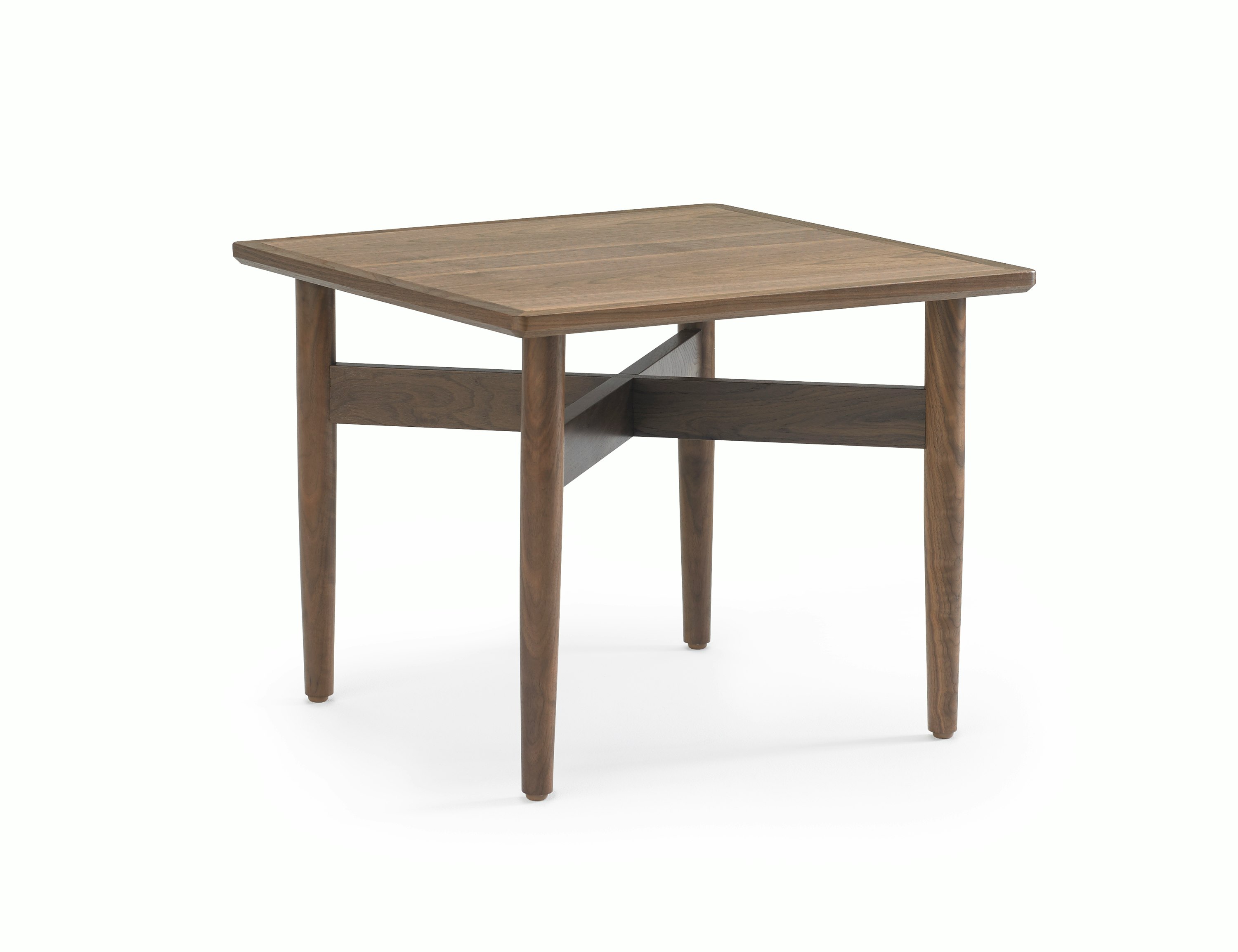 A square Hemlock side table in walnut.