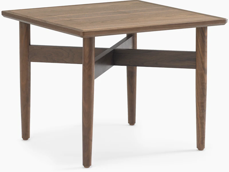 A square Hemlock side table in walnut.