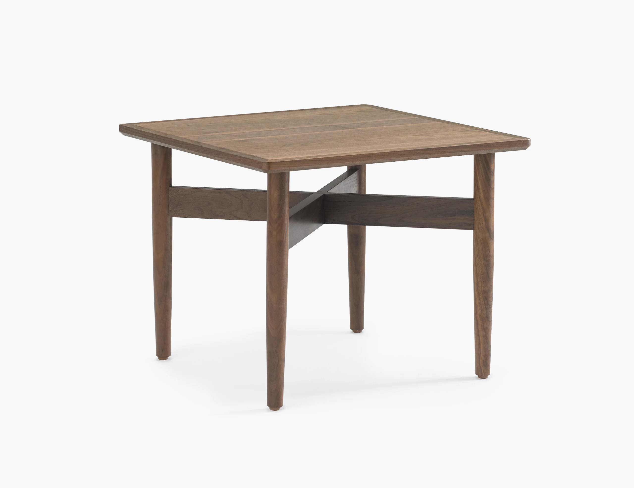 A square Hemlock side table in walnut.