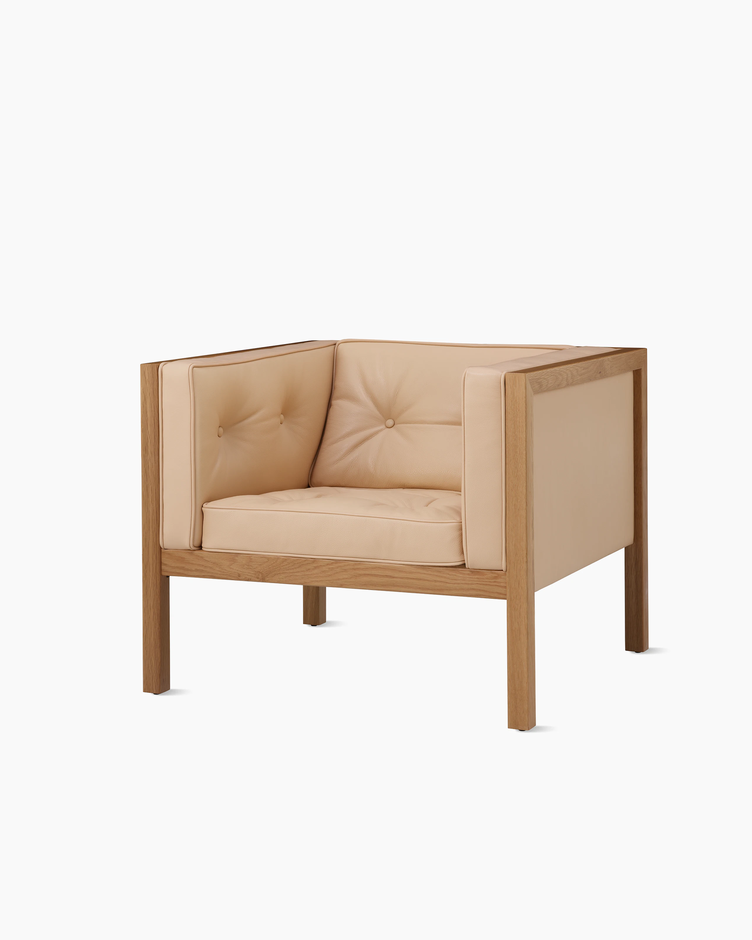 Nelson Cube Armchair in leather and oak