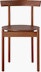 A walnut Comma Chair, viewed from the front.