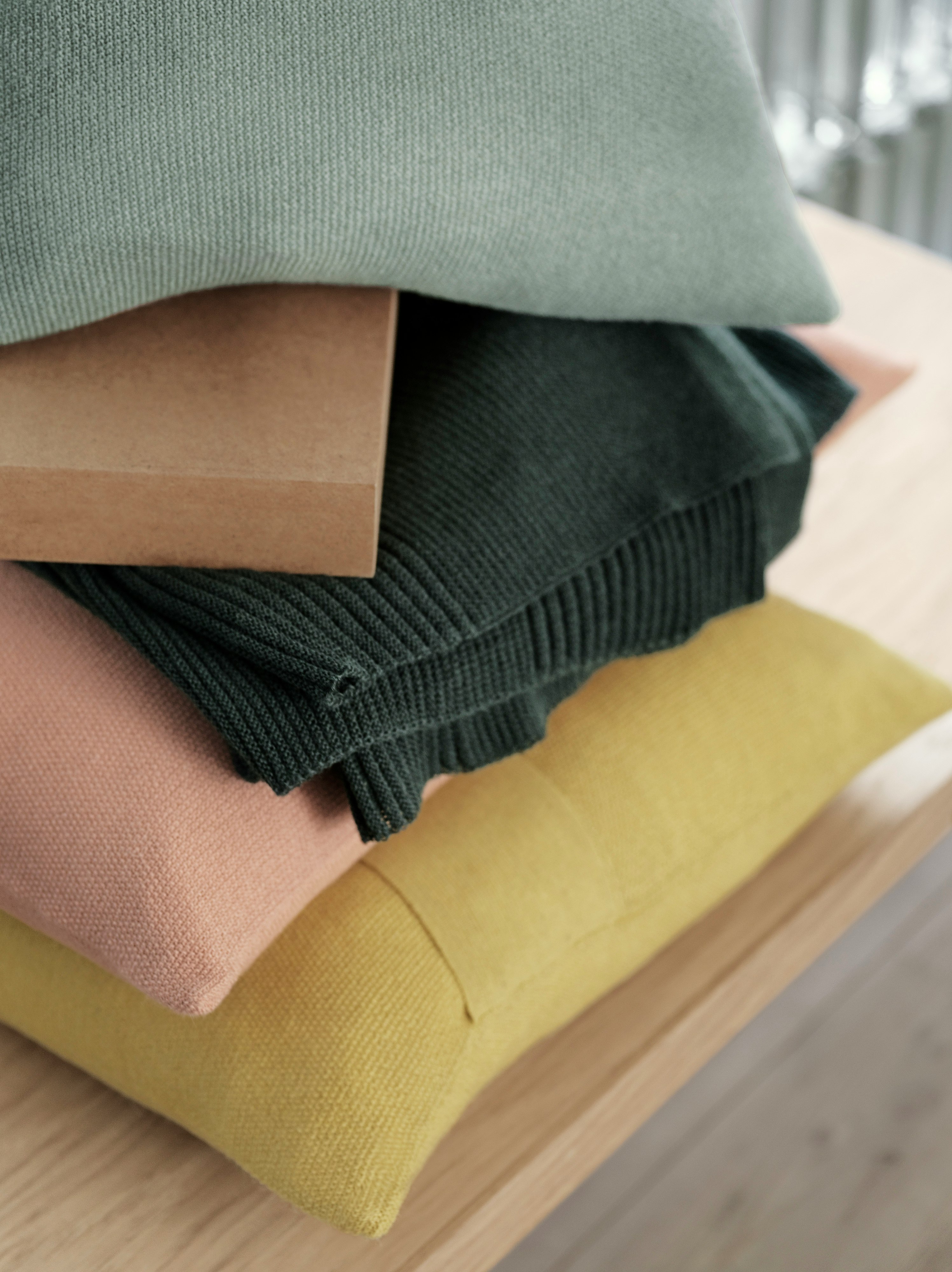 Layer Cushion - Sage Green, Dusty Rose, Yellow