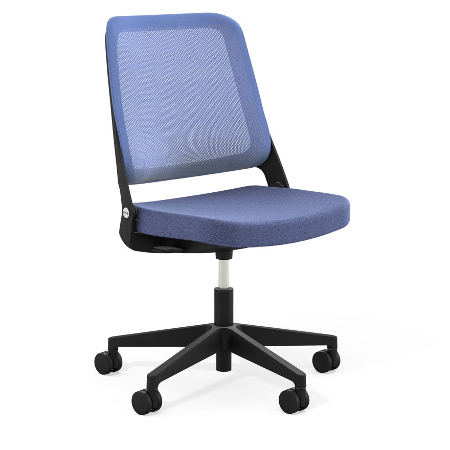 Ollo Chair - Armless, Blueberry, Blueberry, Black, Plastic, Soft Casters