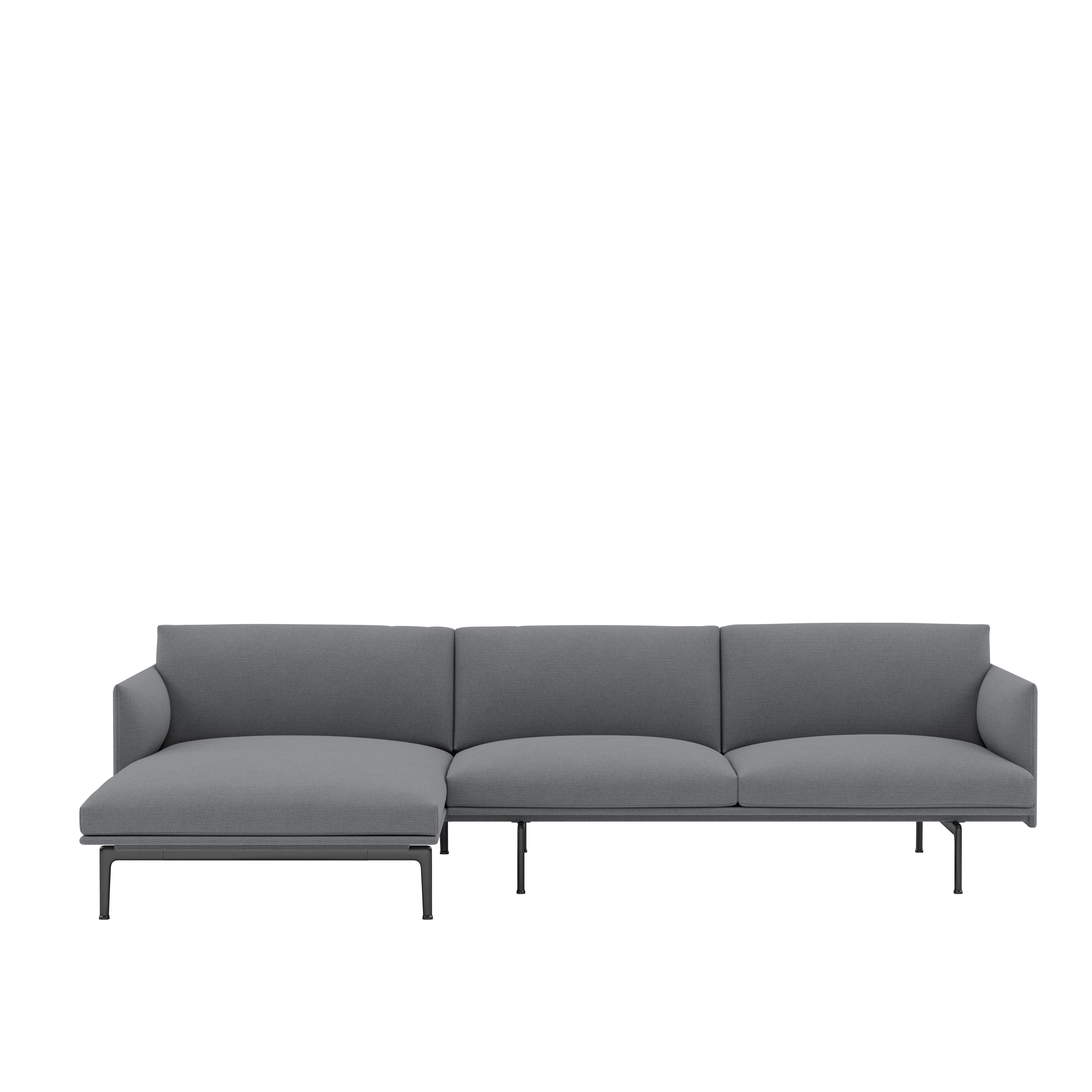 Outline Sectional Chaise - Left - Ocean, 80 Asphalt