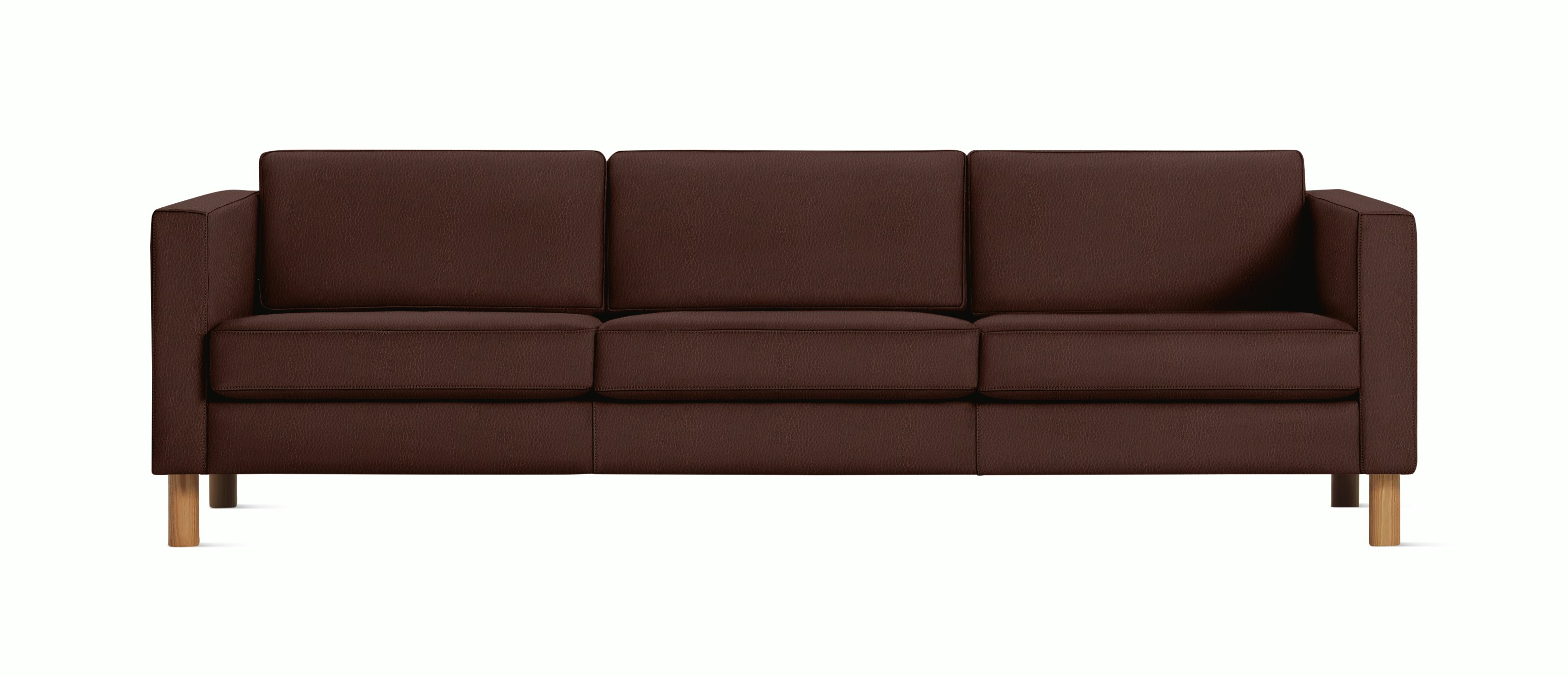 Lispenard Sofa three seater in brown red mantra leather with 6" legs.