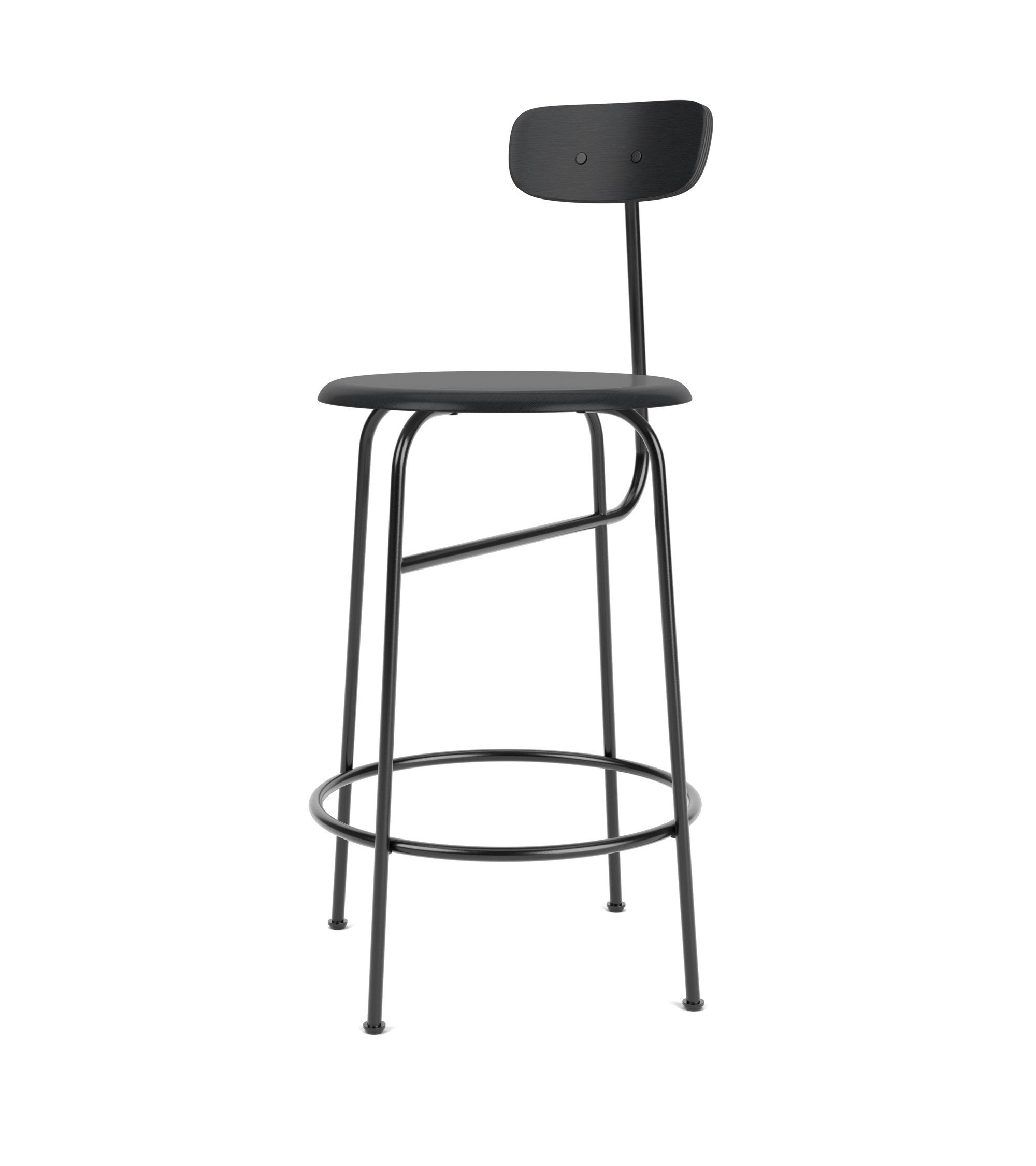 Afteroom Mini Back Stool, Counter Height, Black Painted Ash