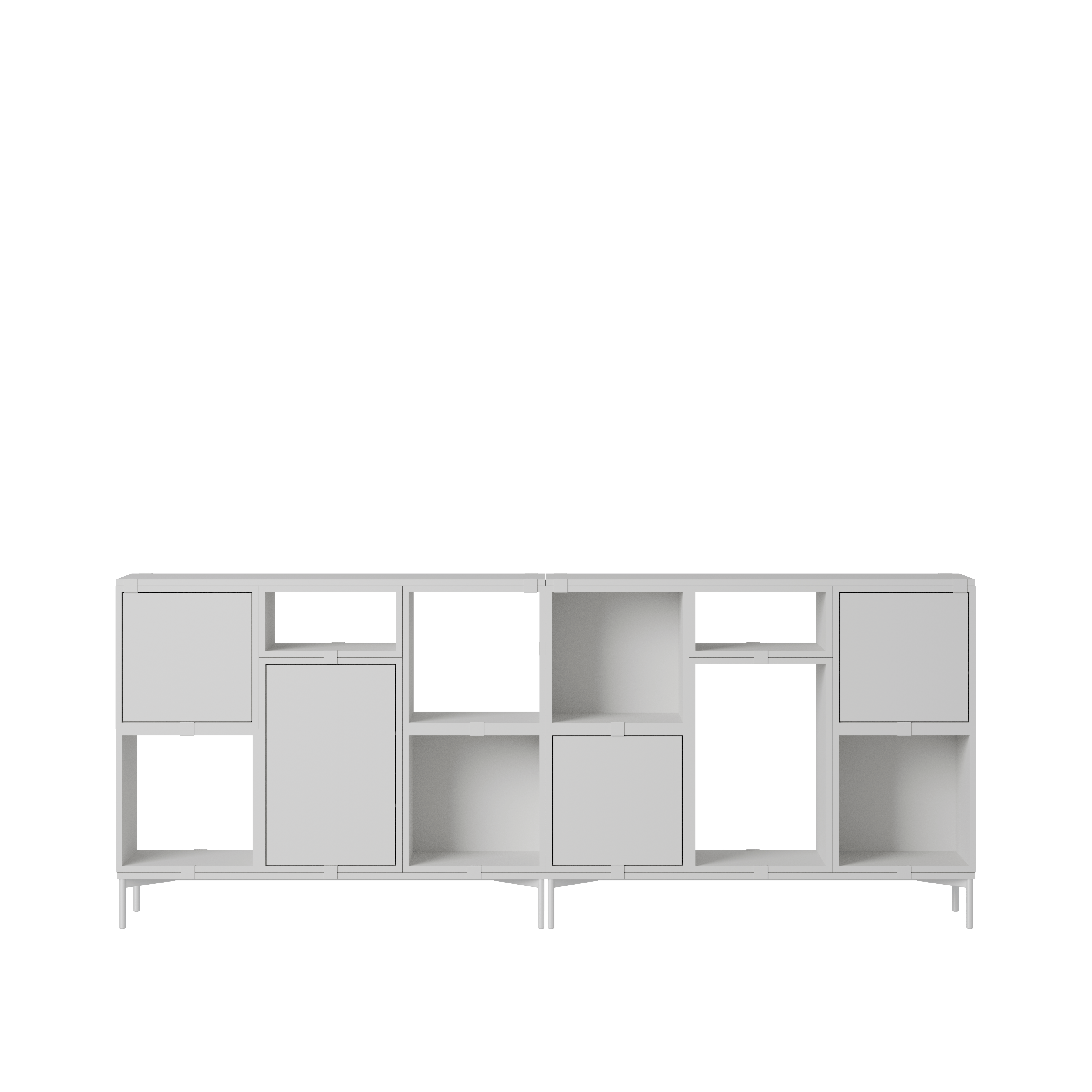 Stacked Office Storage - Configuration 3,  Grey,  Metal Legs