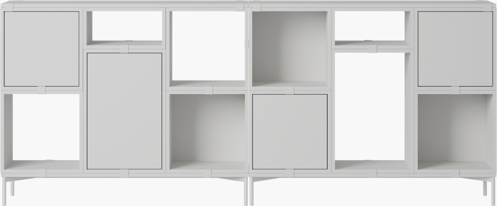 Stacked Office Storage - Configuration 3,  Grey,  Metal Legs